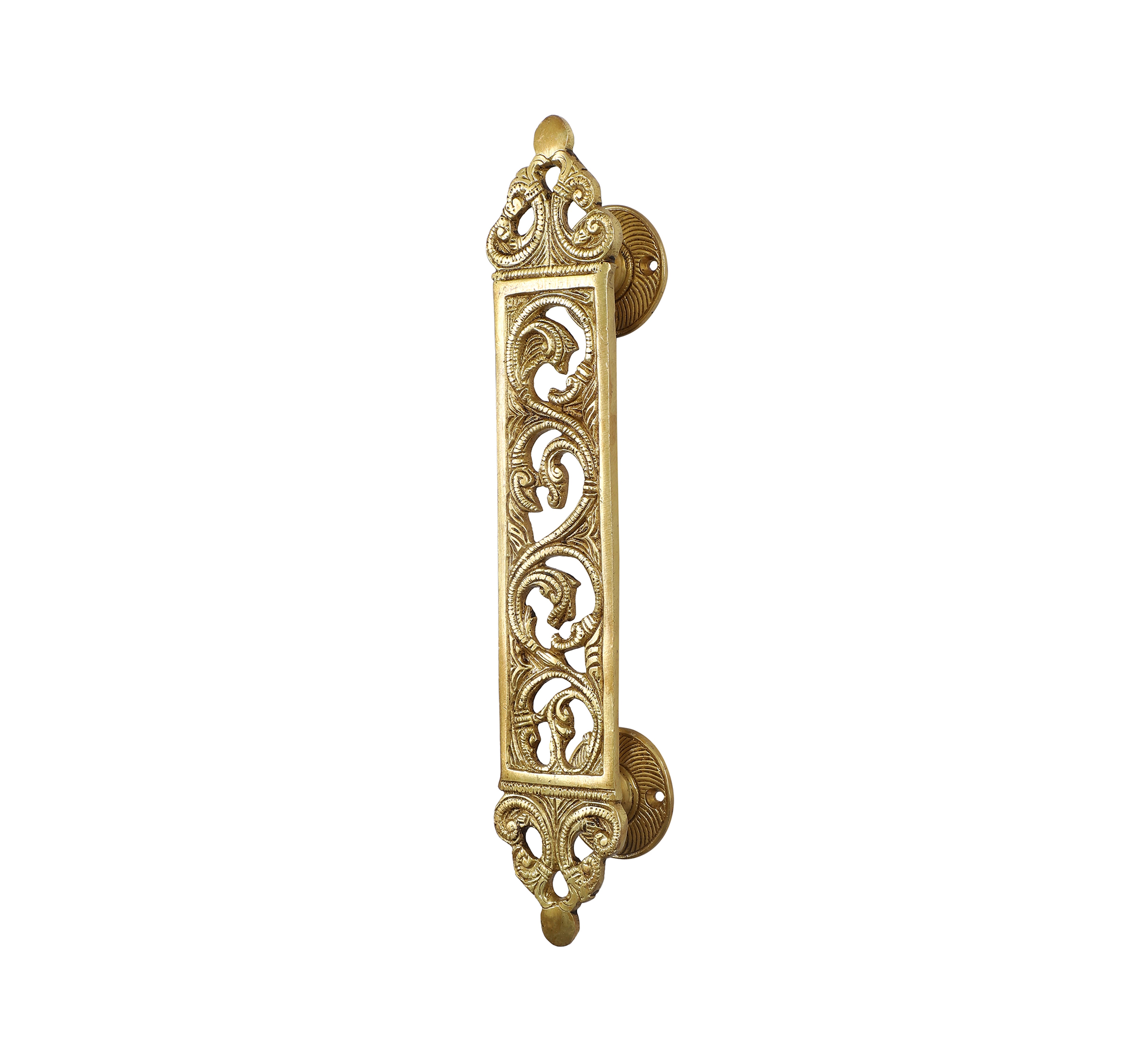 Ethnic Indian Design Carved 11.5 Inches Brass Door Handle, Main Door Handle
