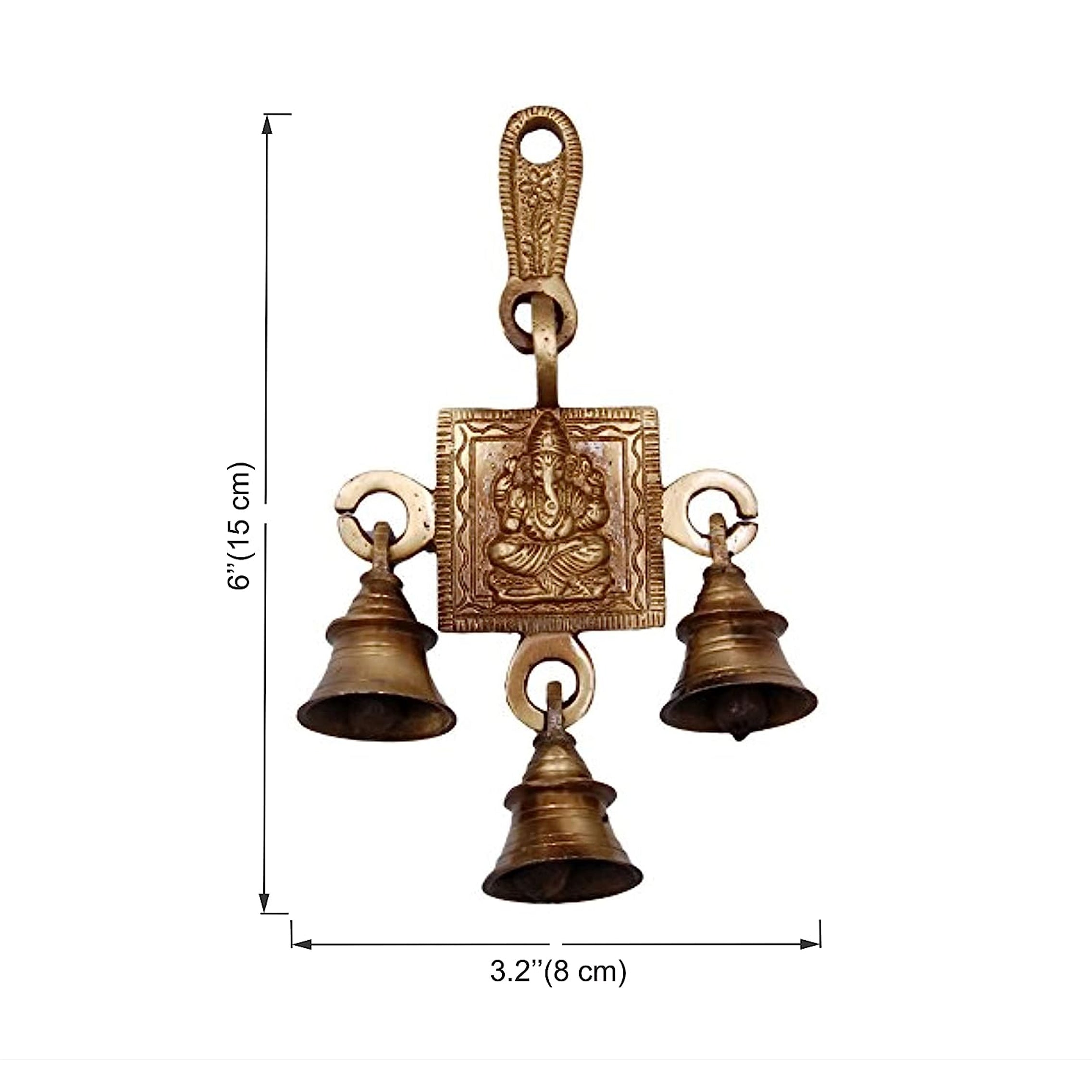 Brass Ganesh Laxmi Bells Set, Standard, Brown, 2 Pc