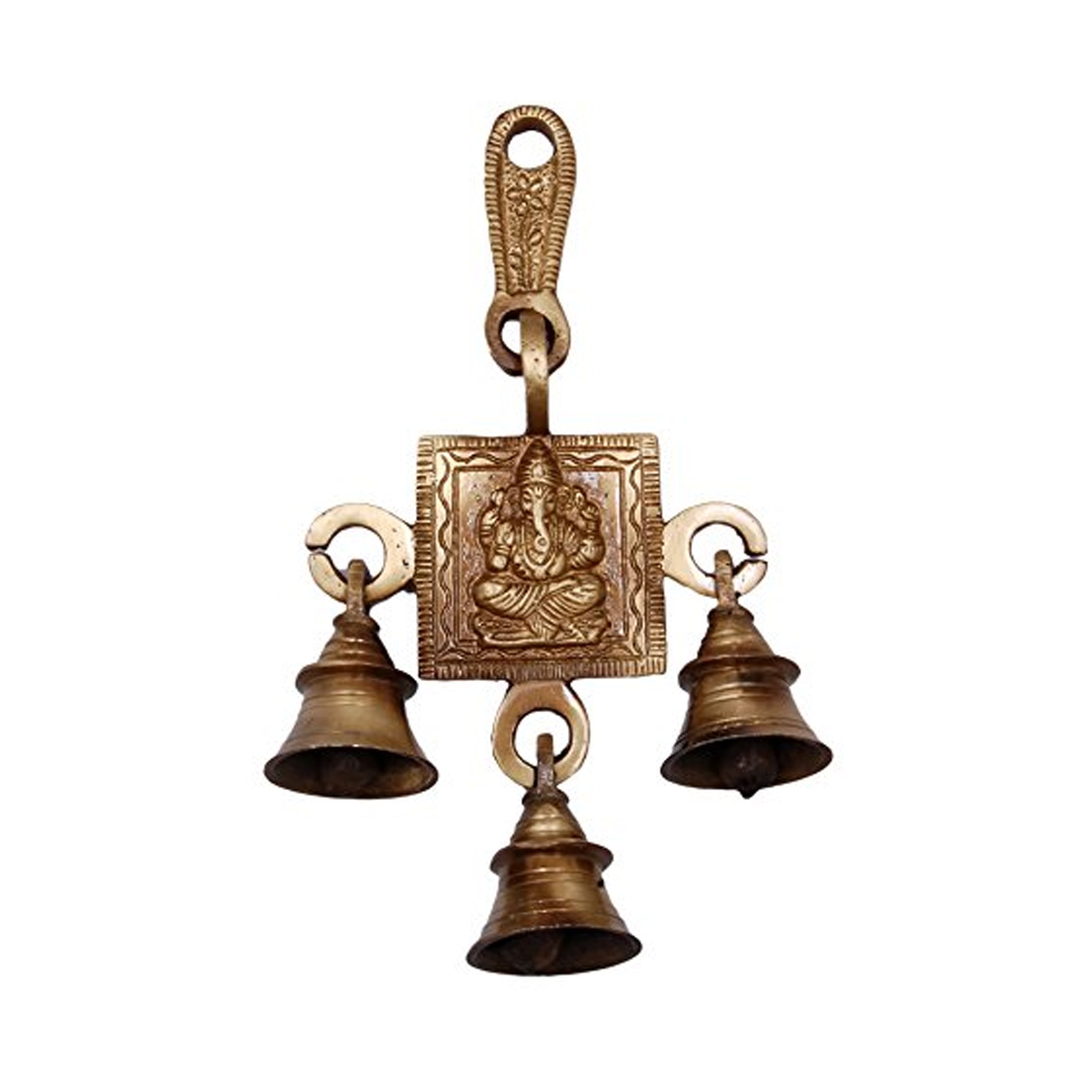 Brass Ganesh Laxmi Bells Set, Standard, Brown, 2 Pc