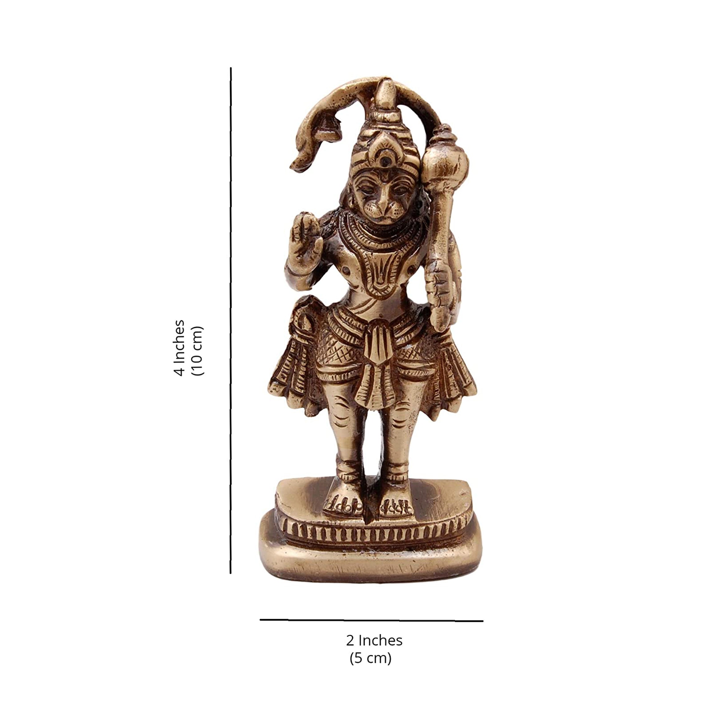 Brass Hanuman Ji Standing Statue, Standard, Antique Brown