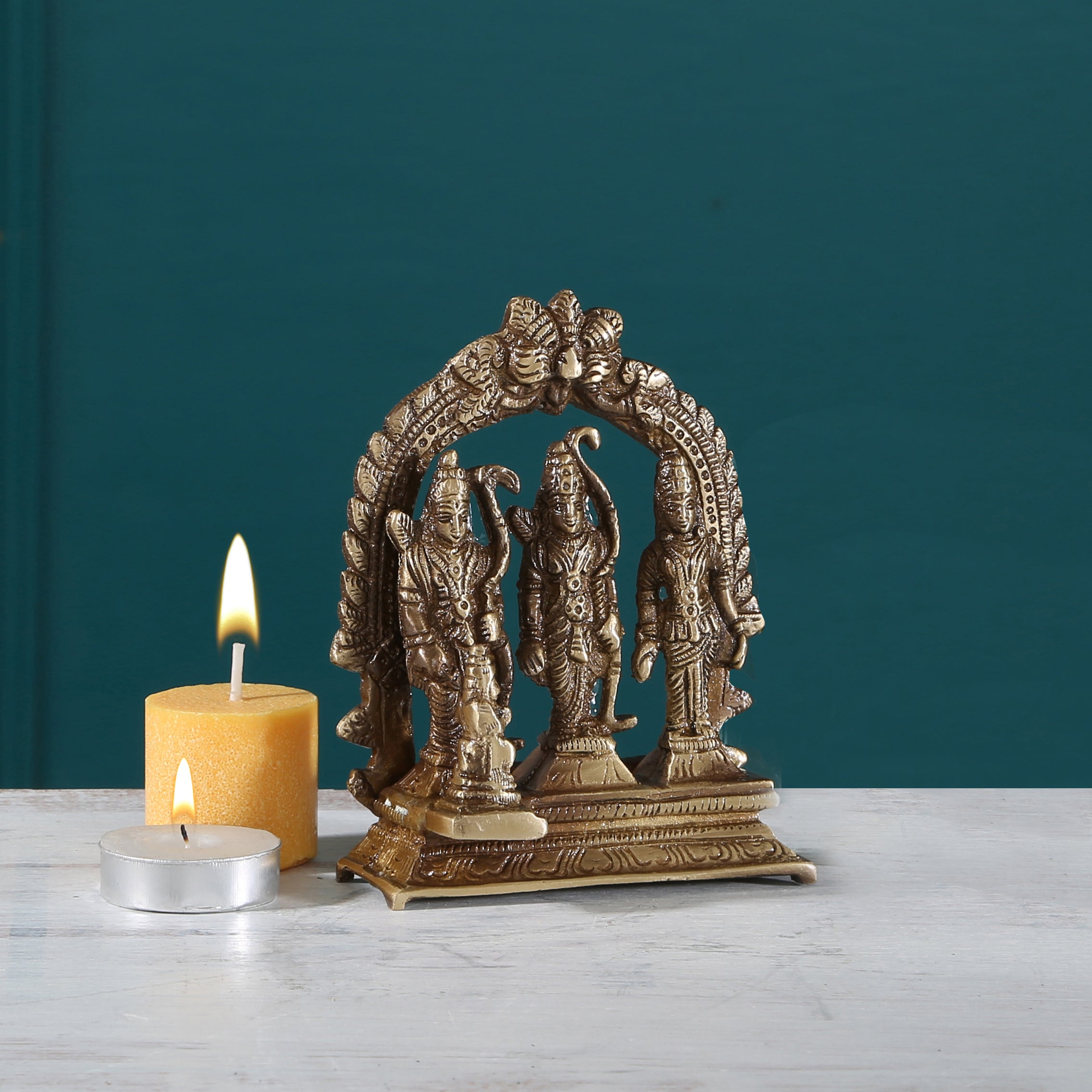 Brass Ram Darbar Idol, Standard, Antique Brown
