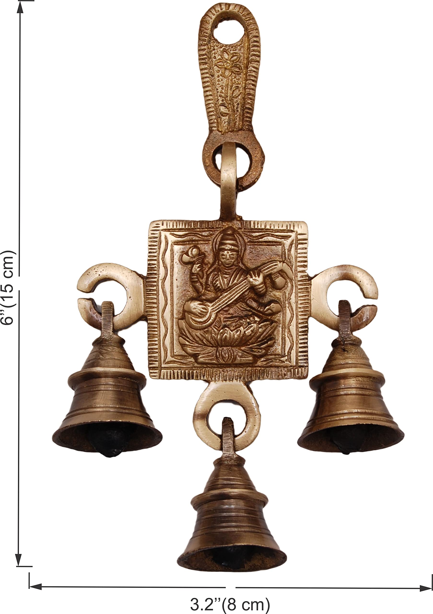Brass Saraswati Hanging Bells, Brass Hanging Bells, Brass Temple Bells