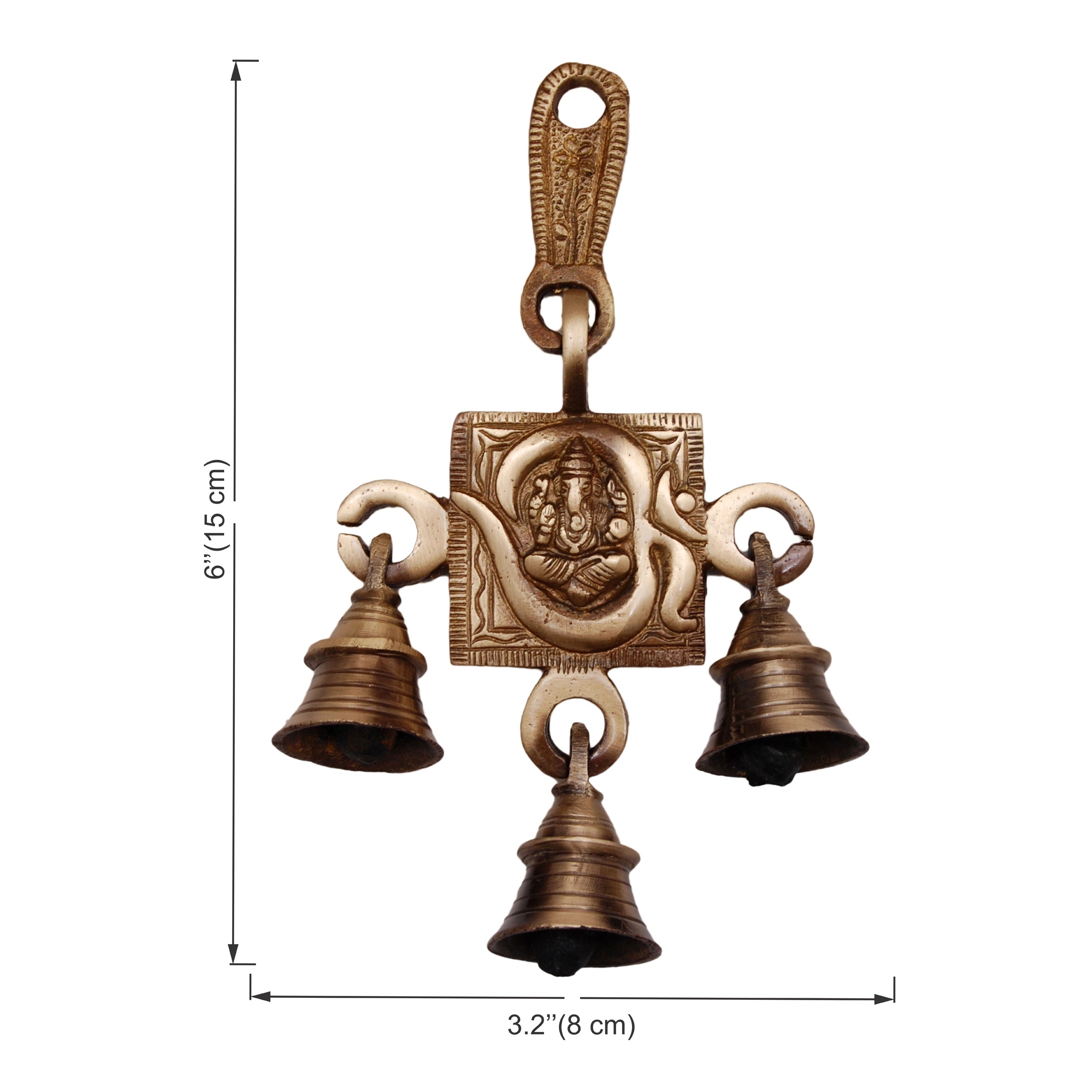 Brass Om Ganesha Hanging Bells, Bells for Home Decor