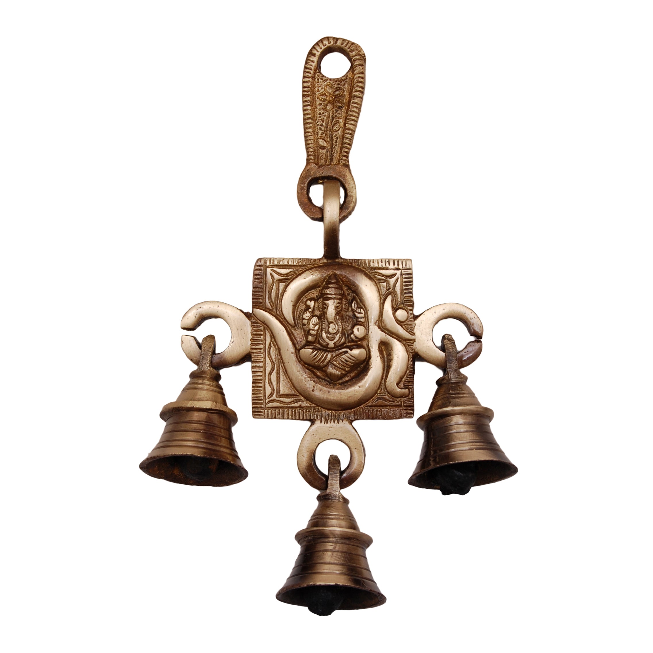 Brass Om Ganesha Hanging Bells, Bells for Home Decor