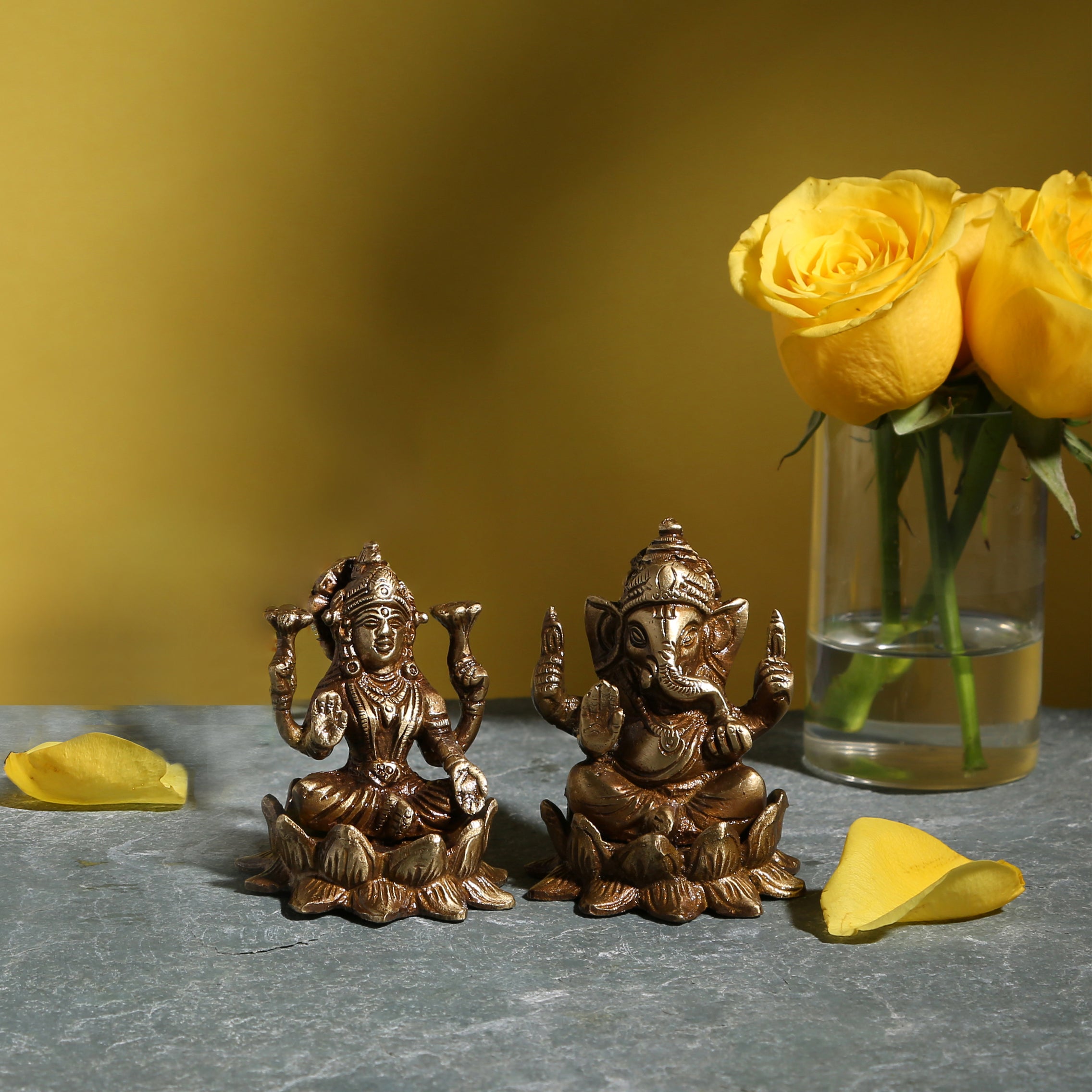 Brass Laxmi Ganesh Idol Pair