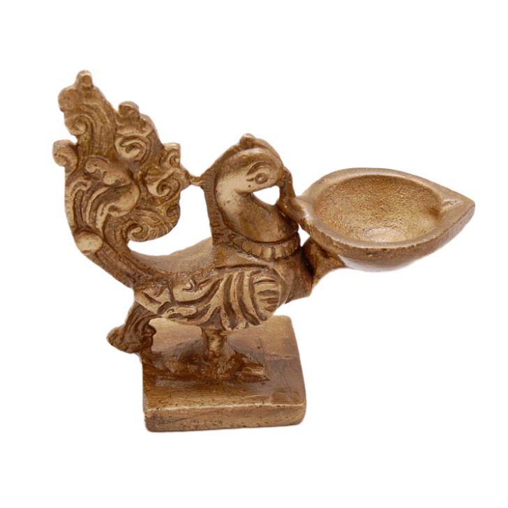 Brass Peacock Deepak Oil Lamp, Brass Decor Diya, Brass Pooja Diya