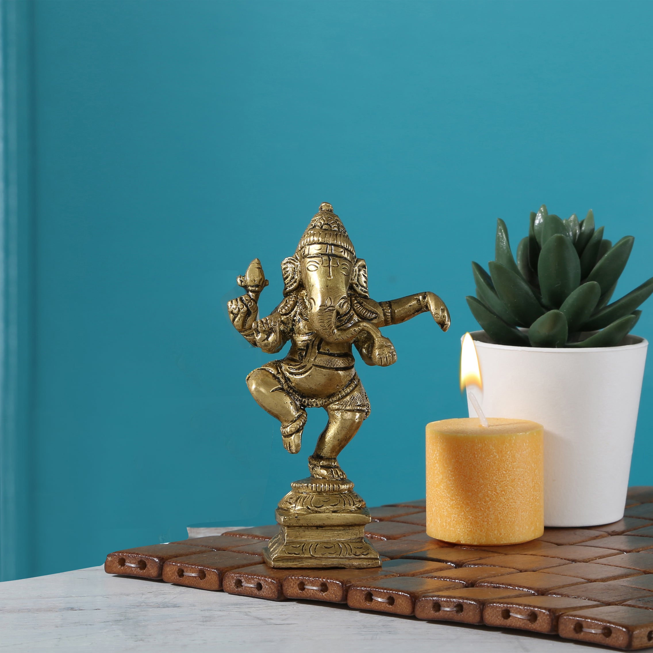Brass Dancing Ganesha Decor Idol