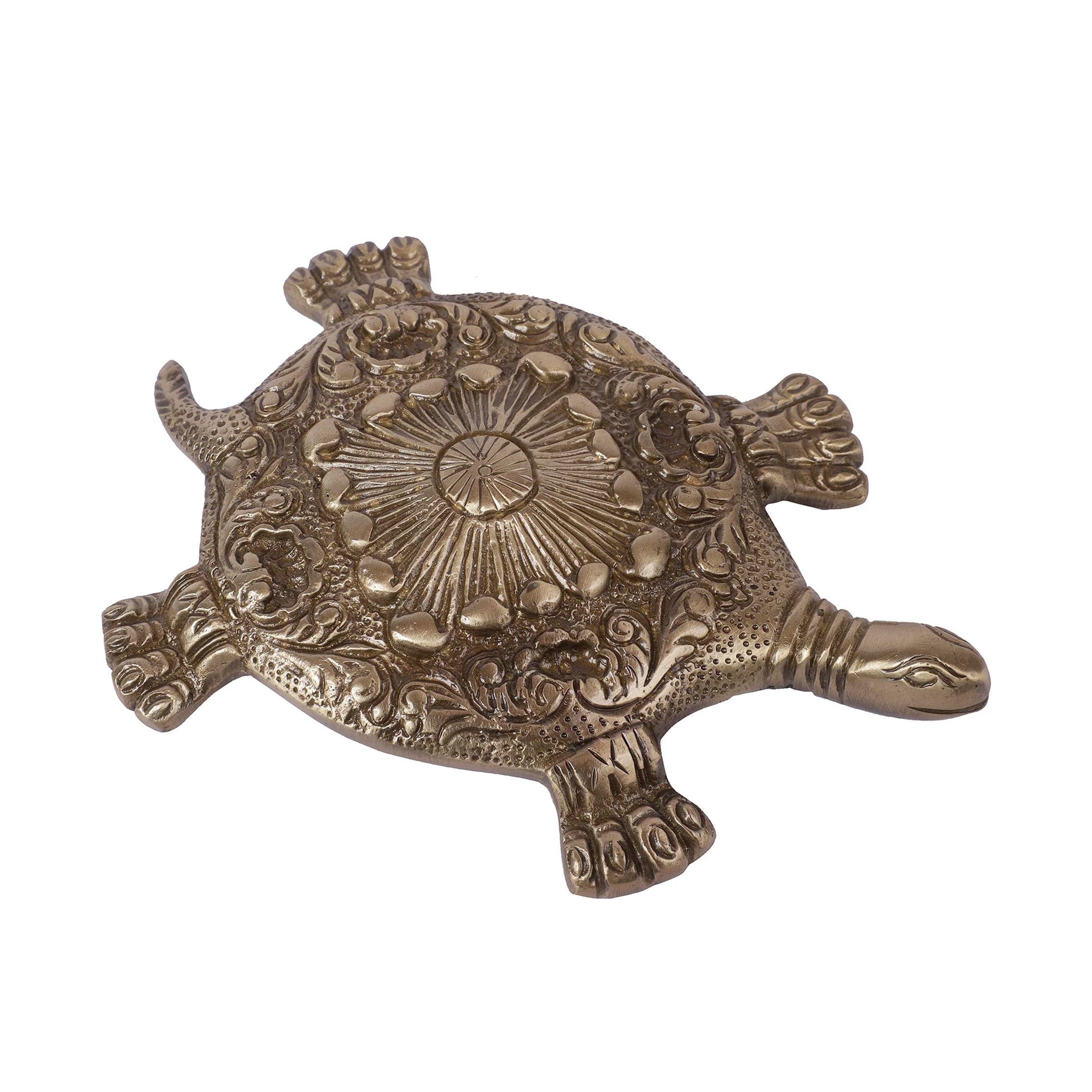 Brass Feng Shui Tortoise, Standard, Antique Brown
