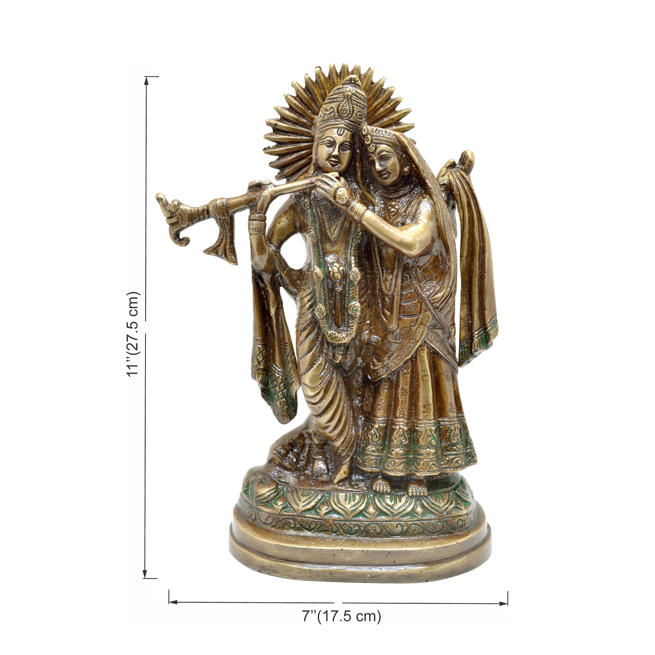 Brass Radha Krishna Idol, Standard, Multicolour