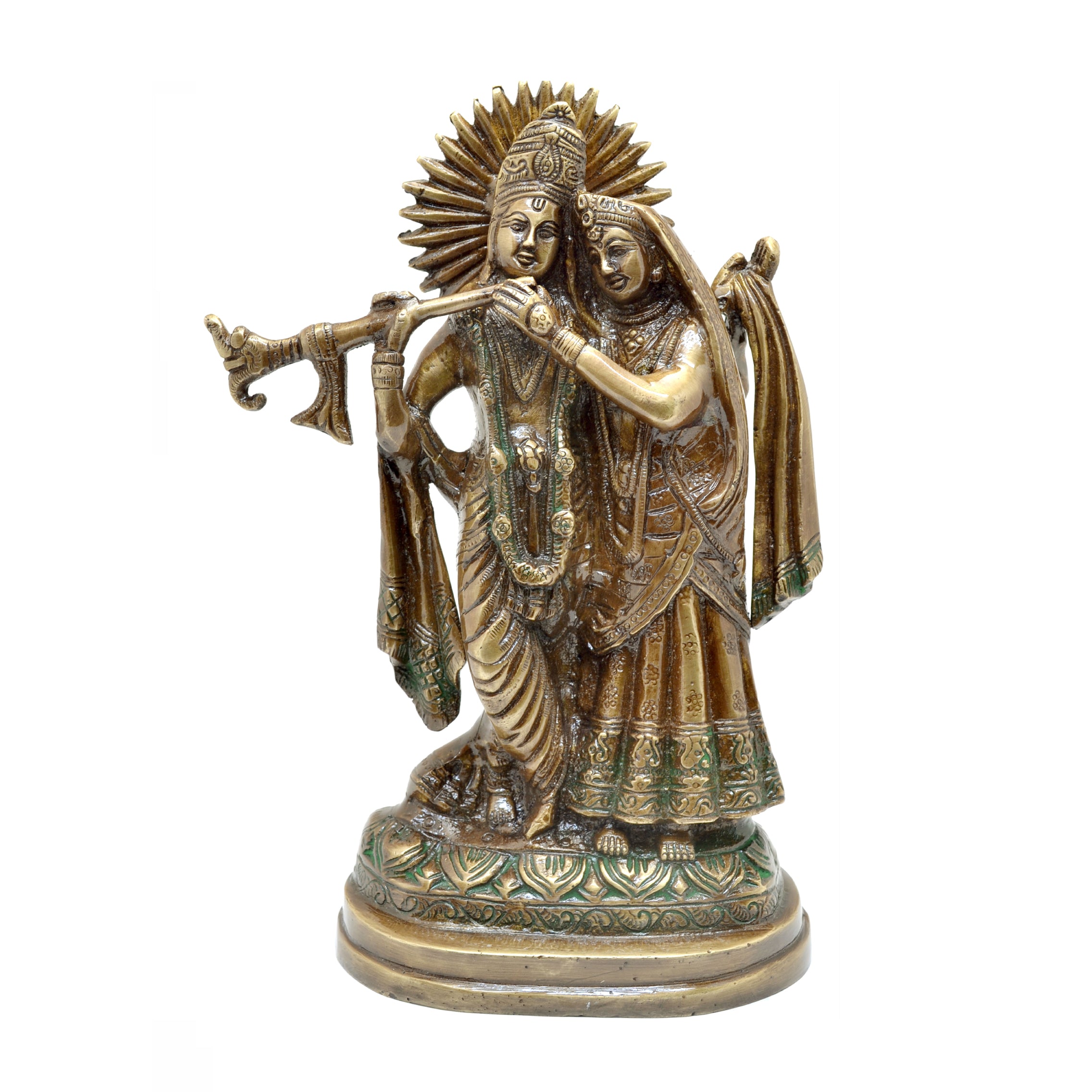 Brass Radha Krishna Idol, Standard, Multicolour