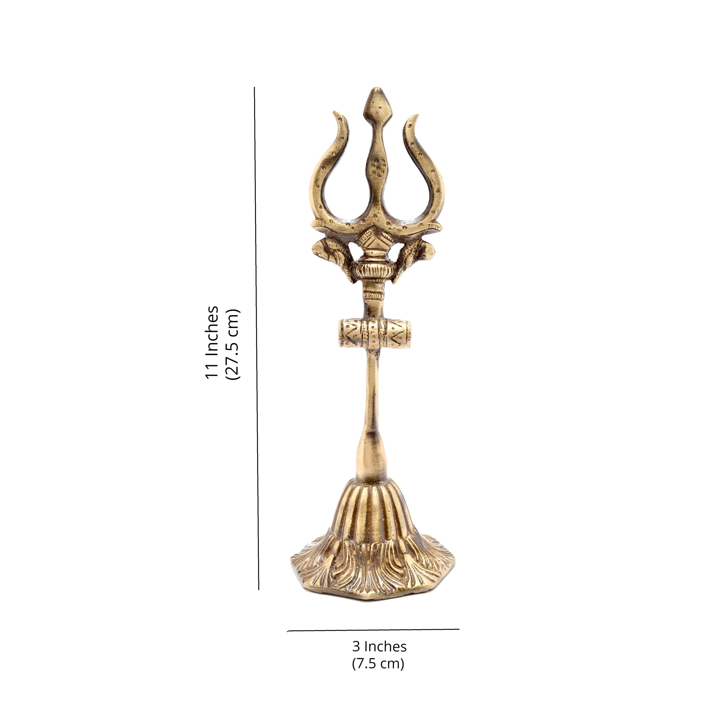Brass Shiva's Trishul with Damru Decorative Showpiece Figurine