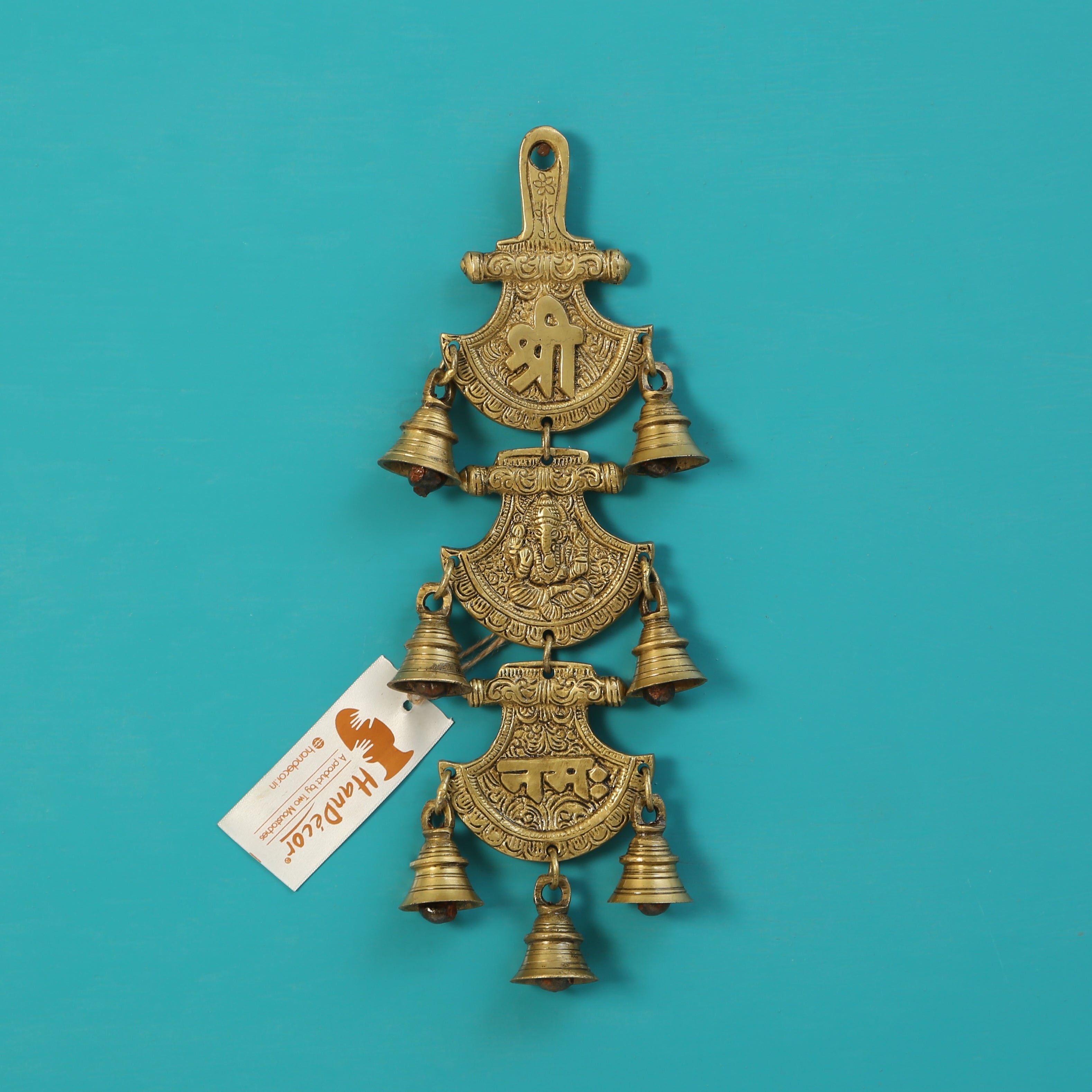 Brass Shree Ganeshaya Namah Hanging Bells
