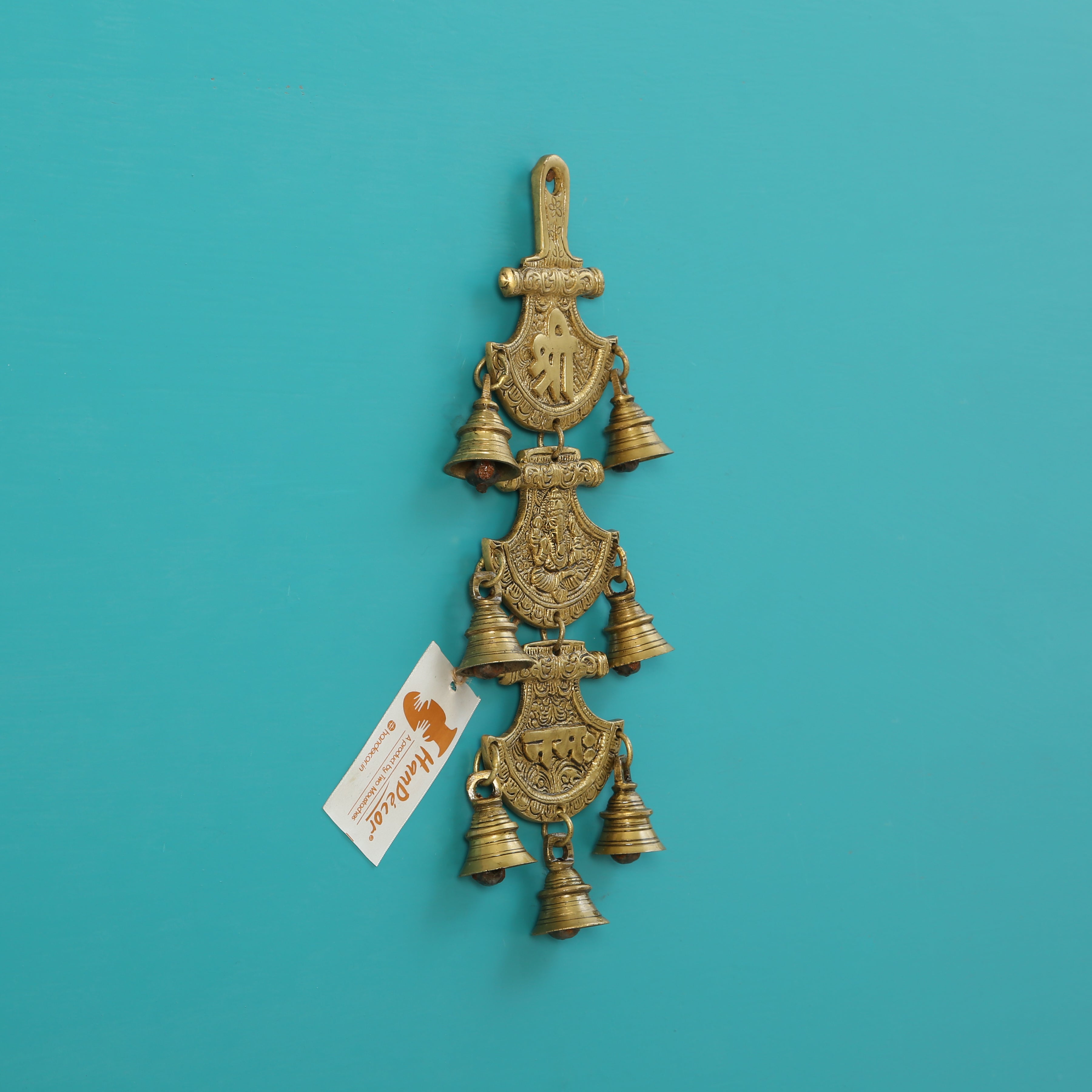 Brass Shree Ganeshaya Namah Hanging Bells