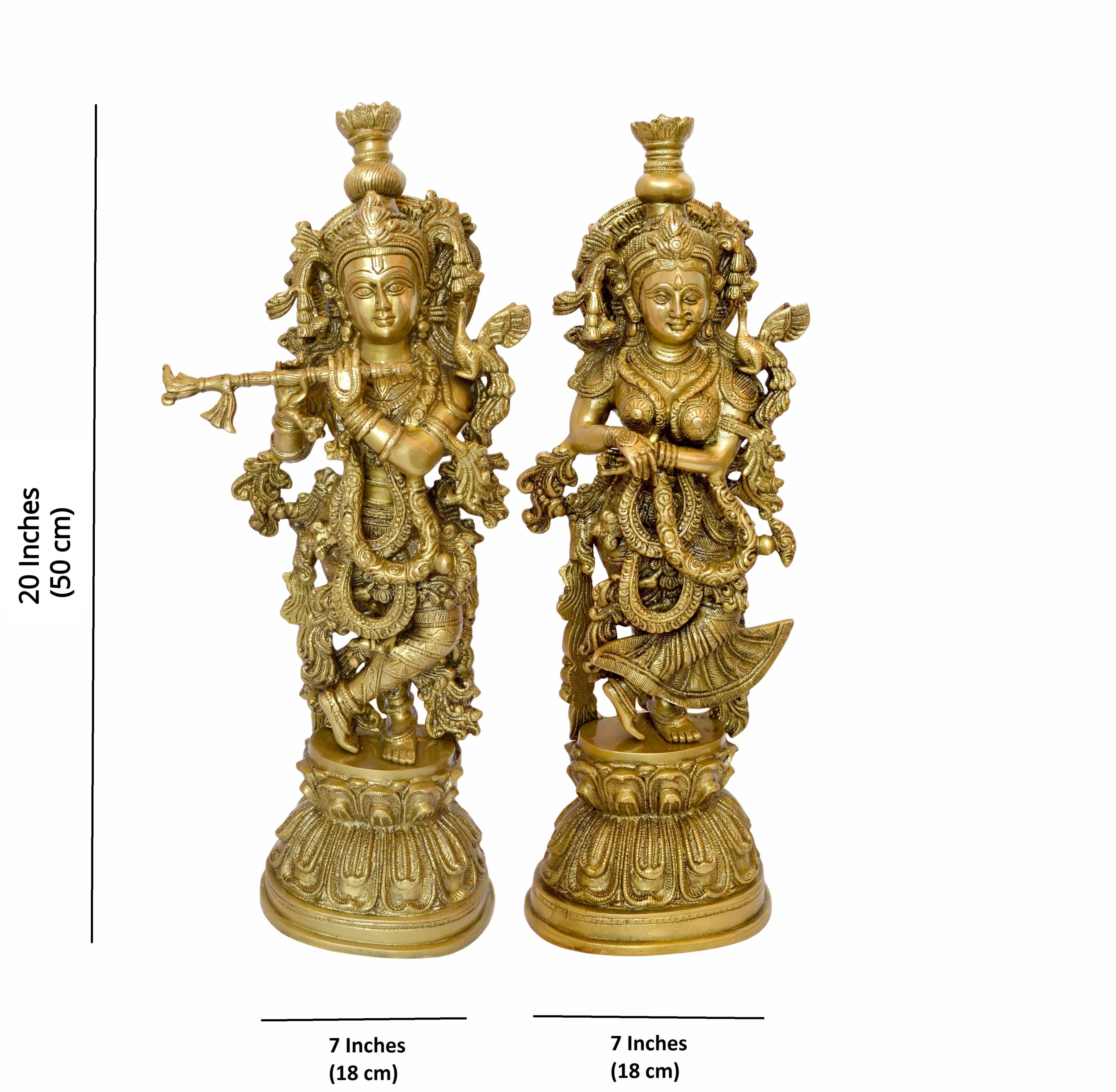 Brass Radha Krishna Statue Pair, Brass 20 Inches Radha Krishna Statue Pair