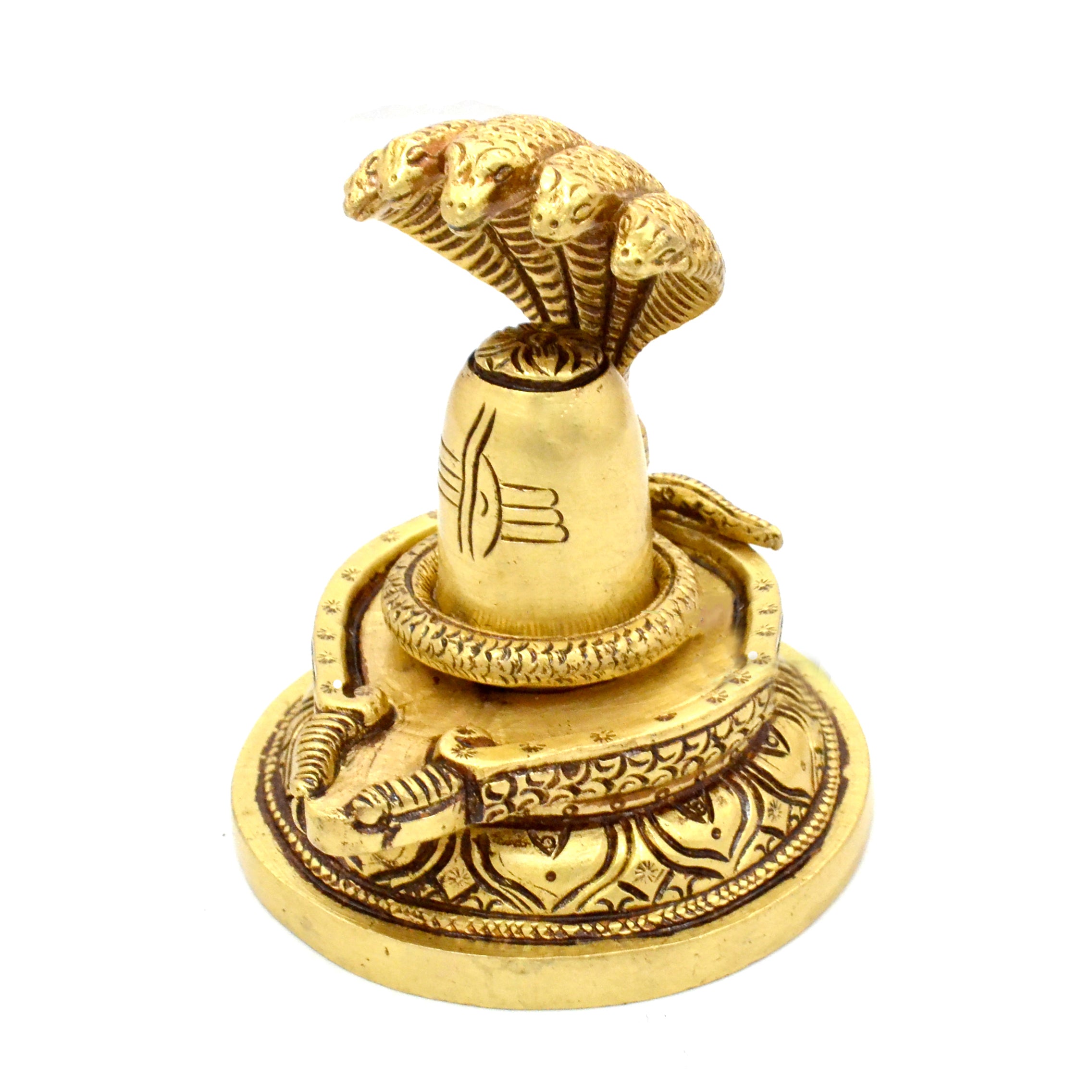 Brass Premium Shivling with Sheshnaag, Standard
