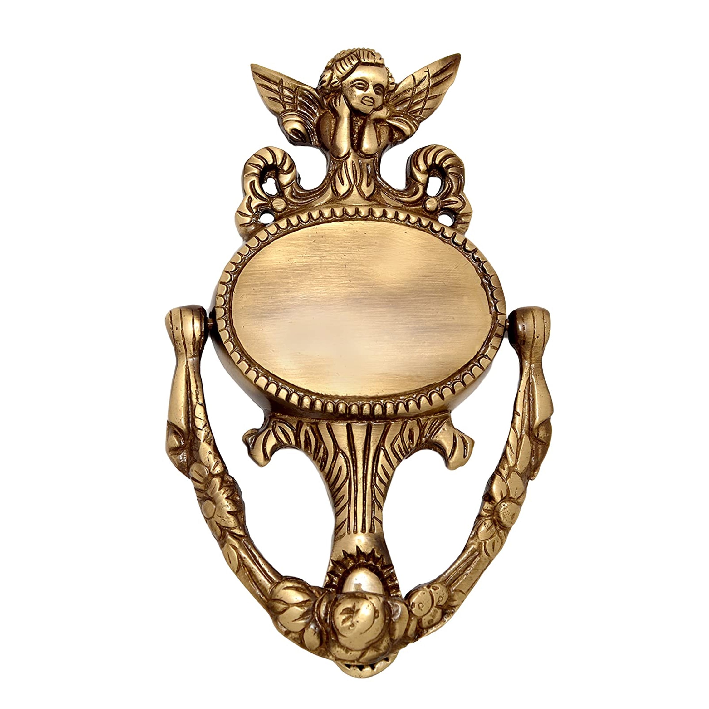 Brass Guardian Angel Door Knocker (Standard Size, Antique Brown)
