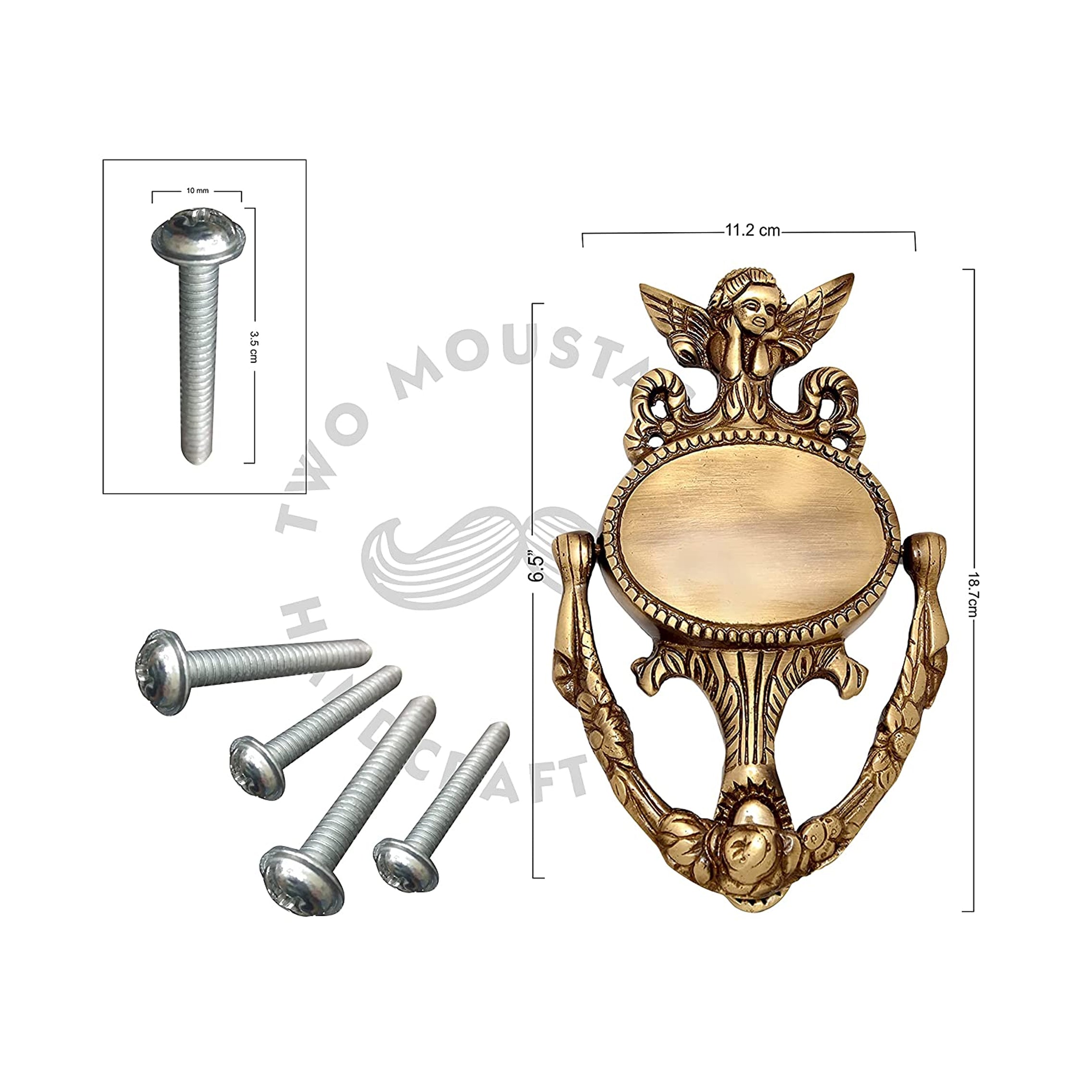 Brass Guardian Angel Door Knocker (Standard Size, Antique Brown)