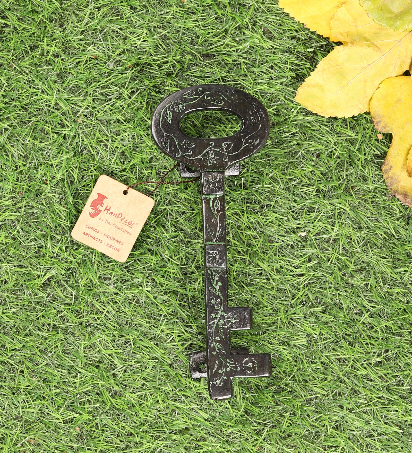 Two Moustaches Treasure Key Design Brass Door/Cabinet Handle, Door Handle for Home & Office, Brass Door Pulls, Pack of 1