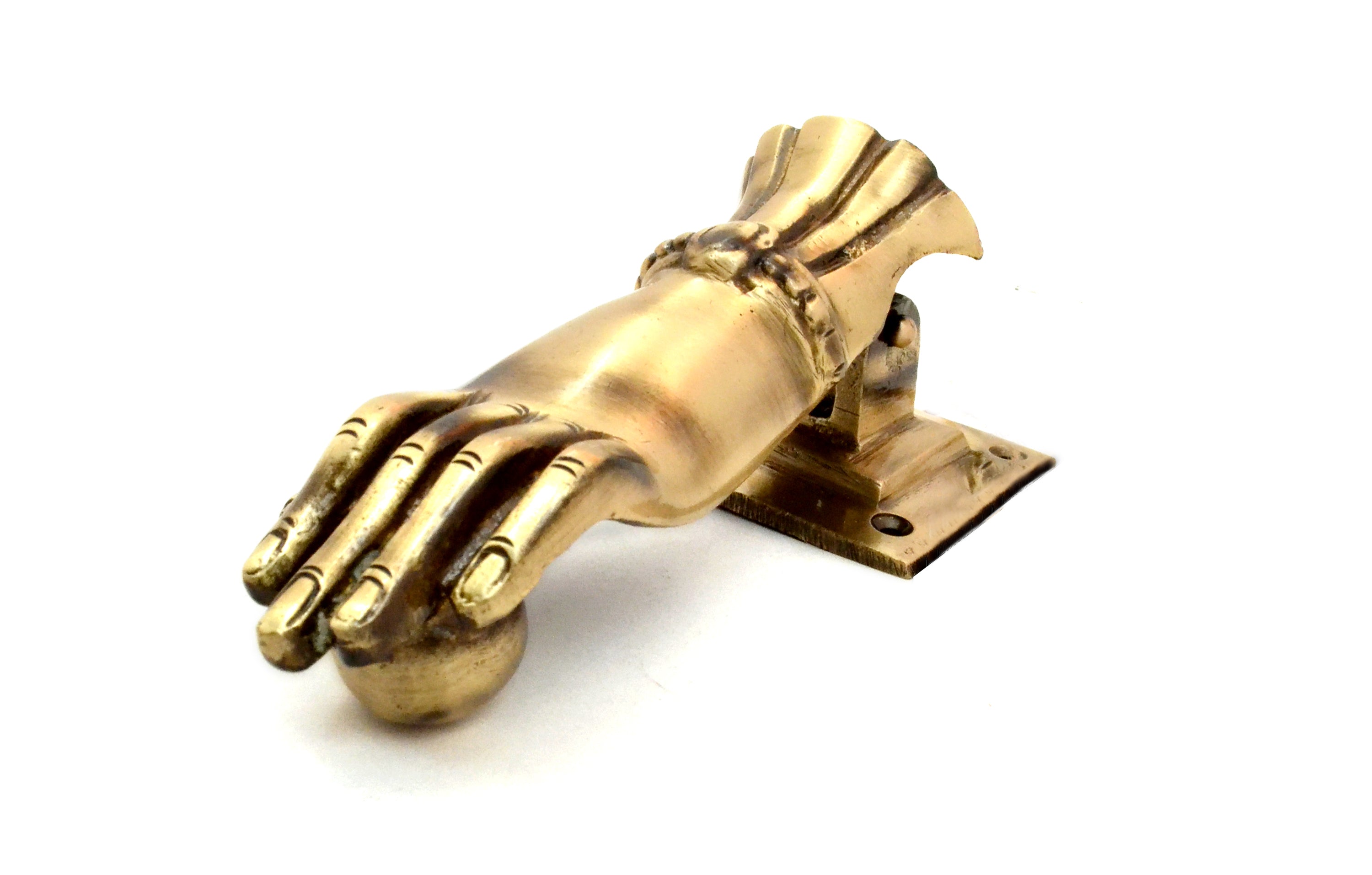 Brass Hand Design Door Knocker (Standard Size, Antique Brown)