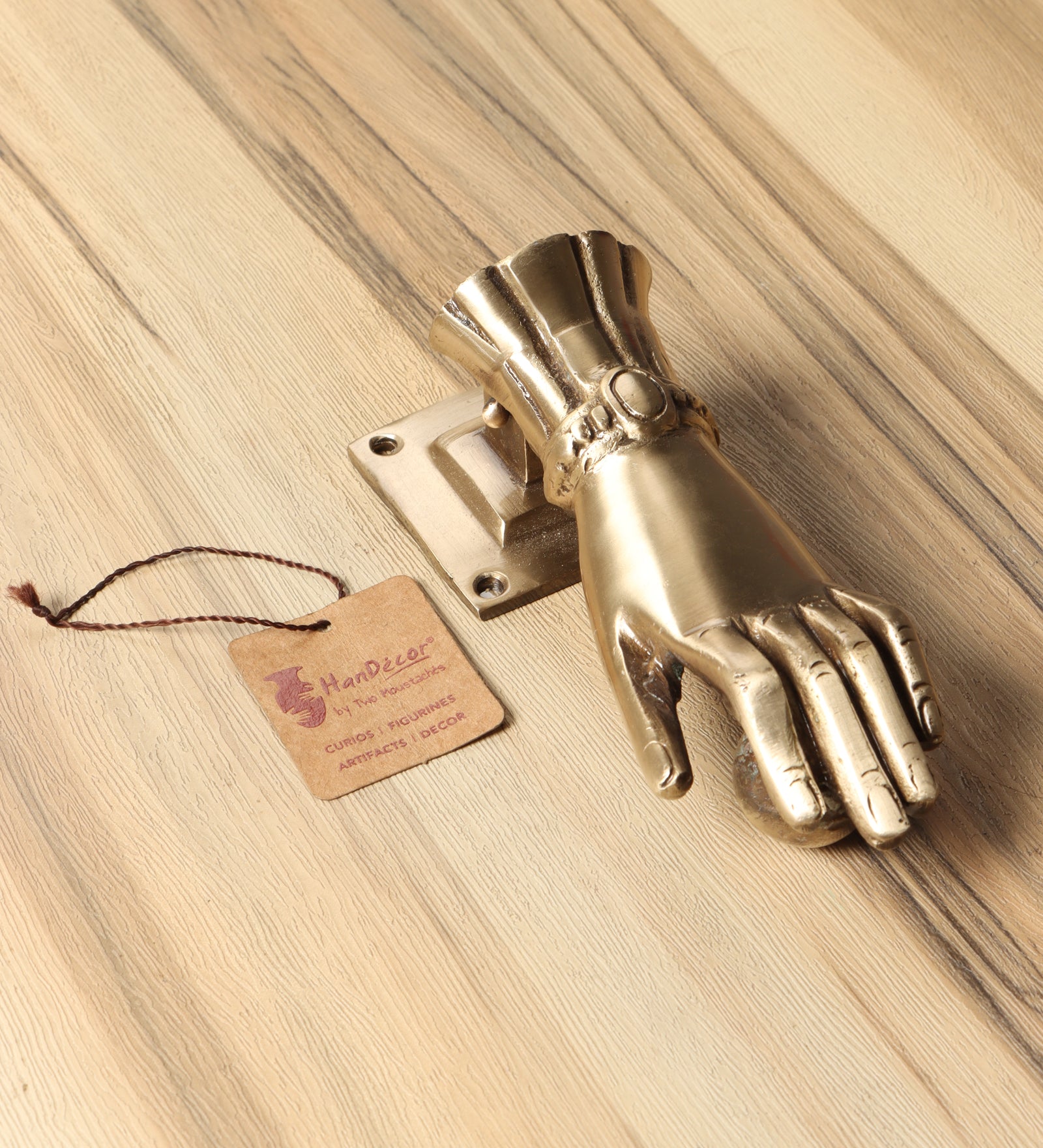 Brass Hand Design Door Knocker (Standard Size, Antique Brown)