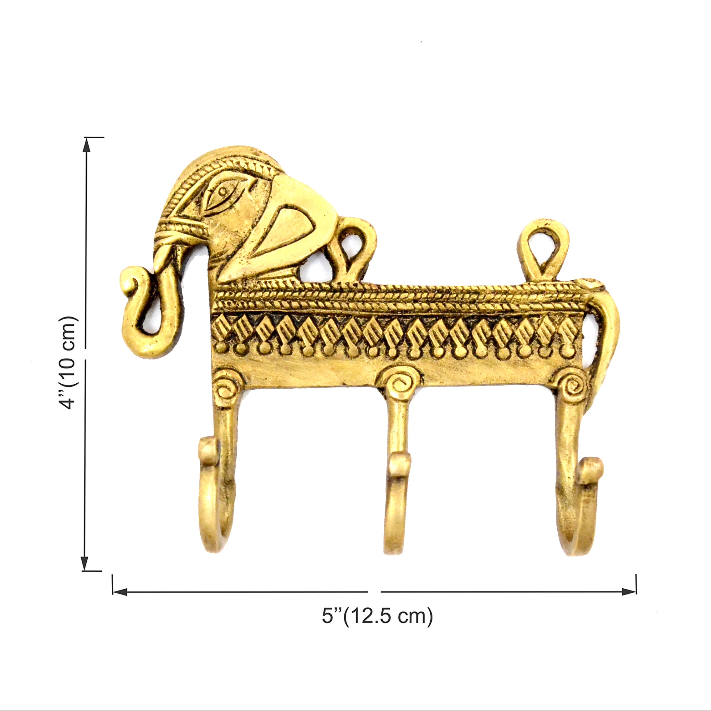 Brass Ethnic Elephant Design Key Holder