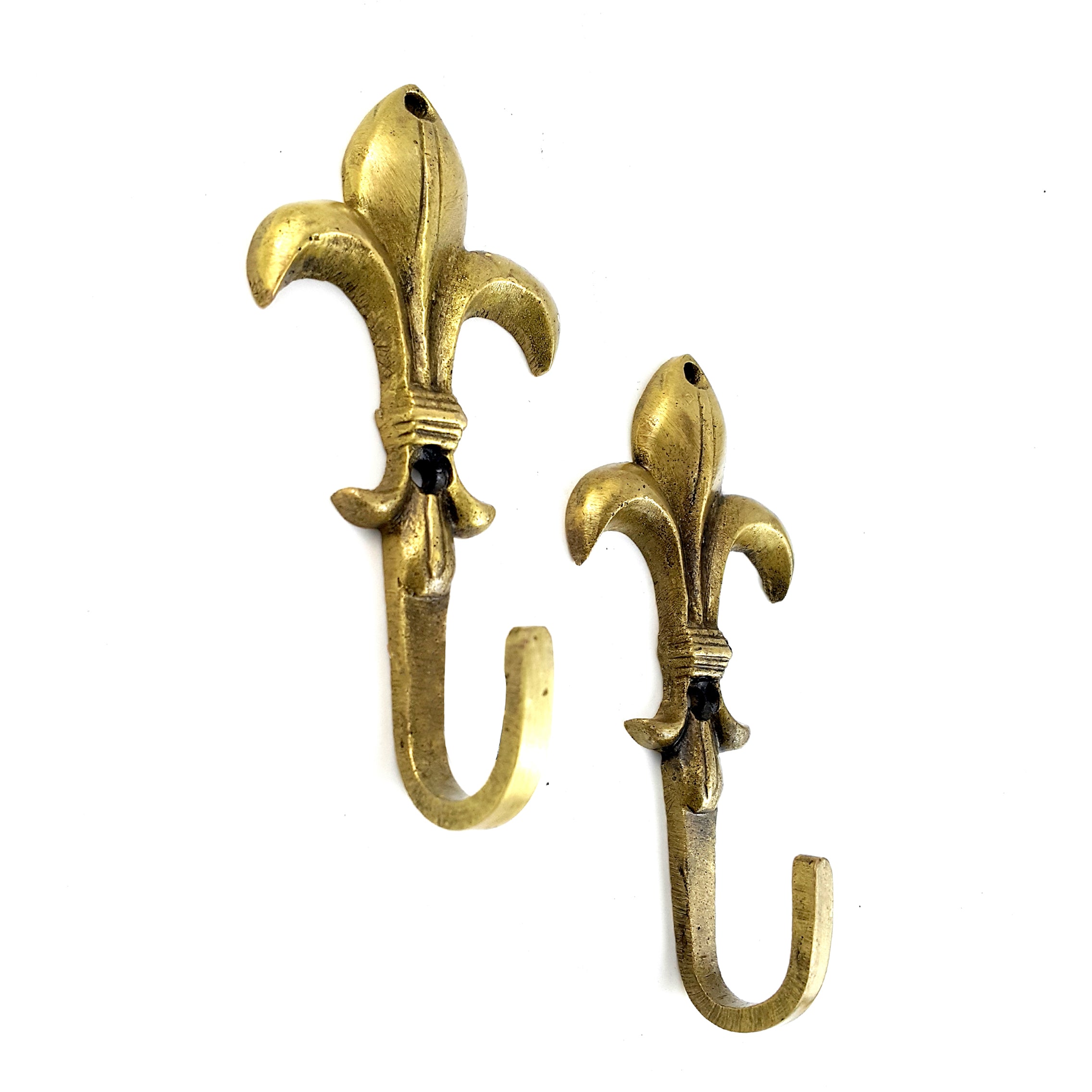 Brass Victoria Design Single Key Hook/Holder, Standard, Antique Yellow, 2 Piece