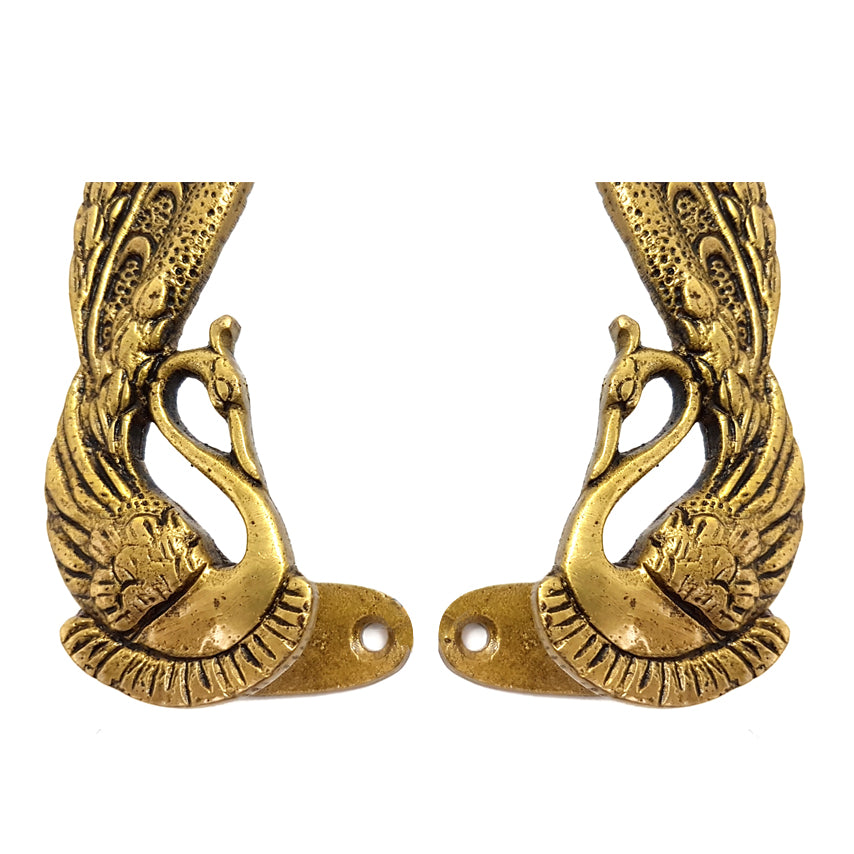 Peacock Design Brass Door Handle Pair (Pack of 2)