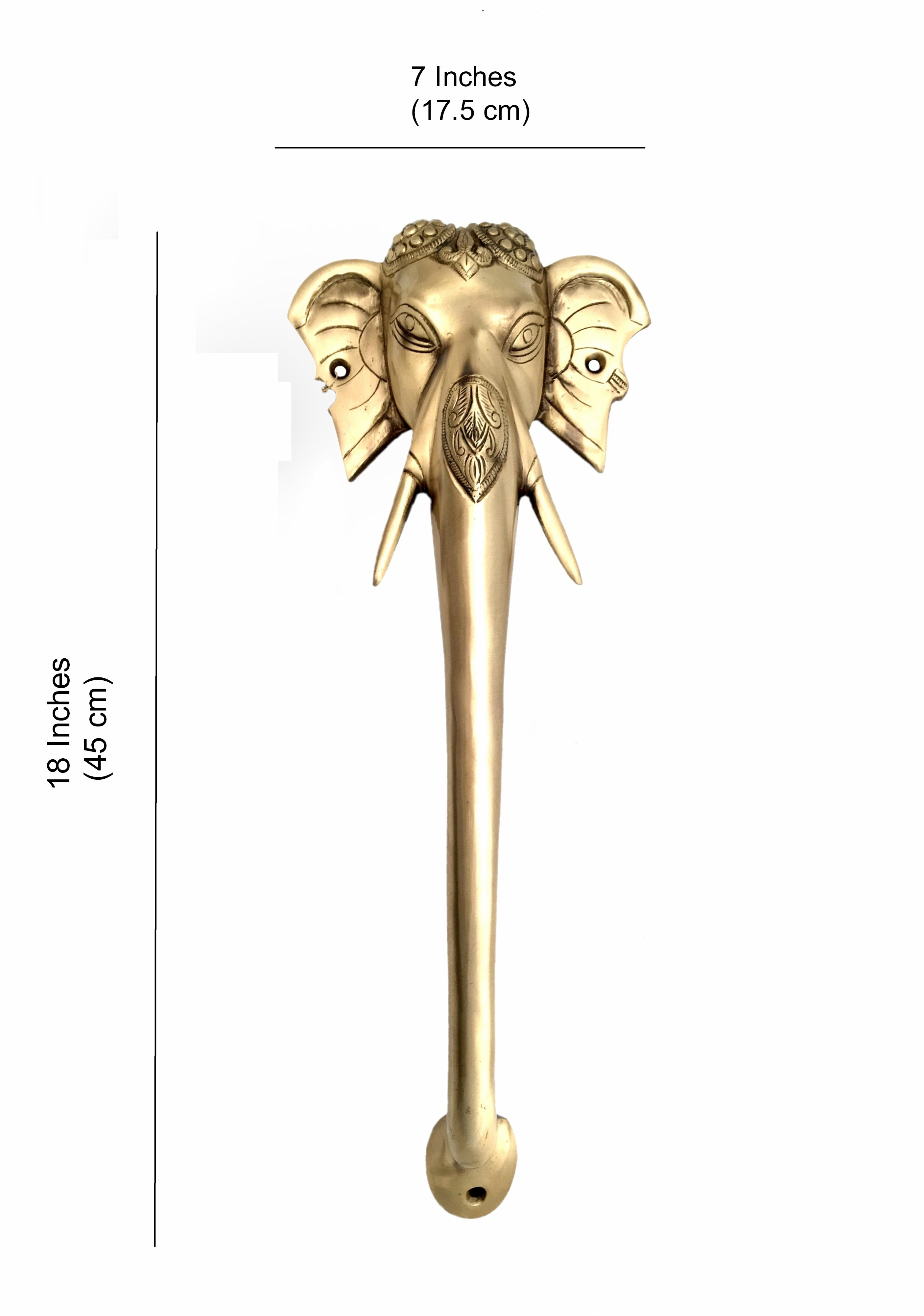 Tuskar Ganesha Design 18 Inches Brass Door Handle, Brass Main Door Handle