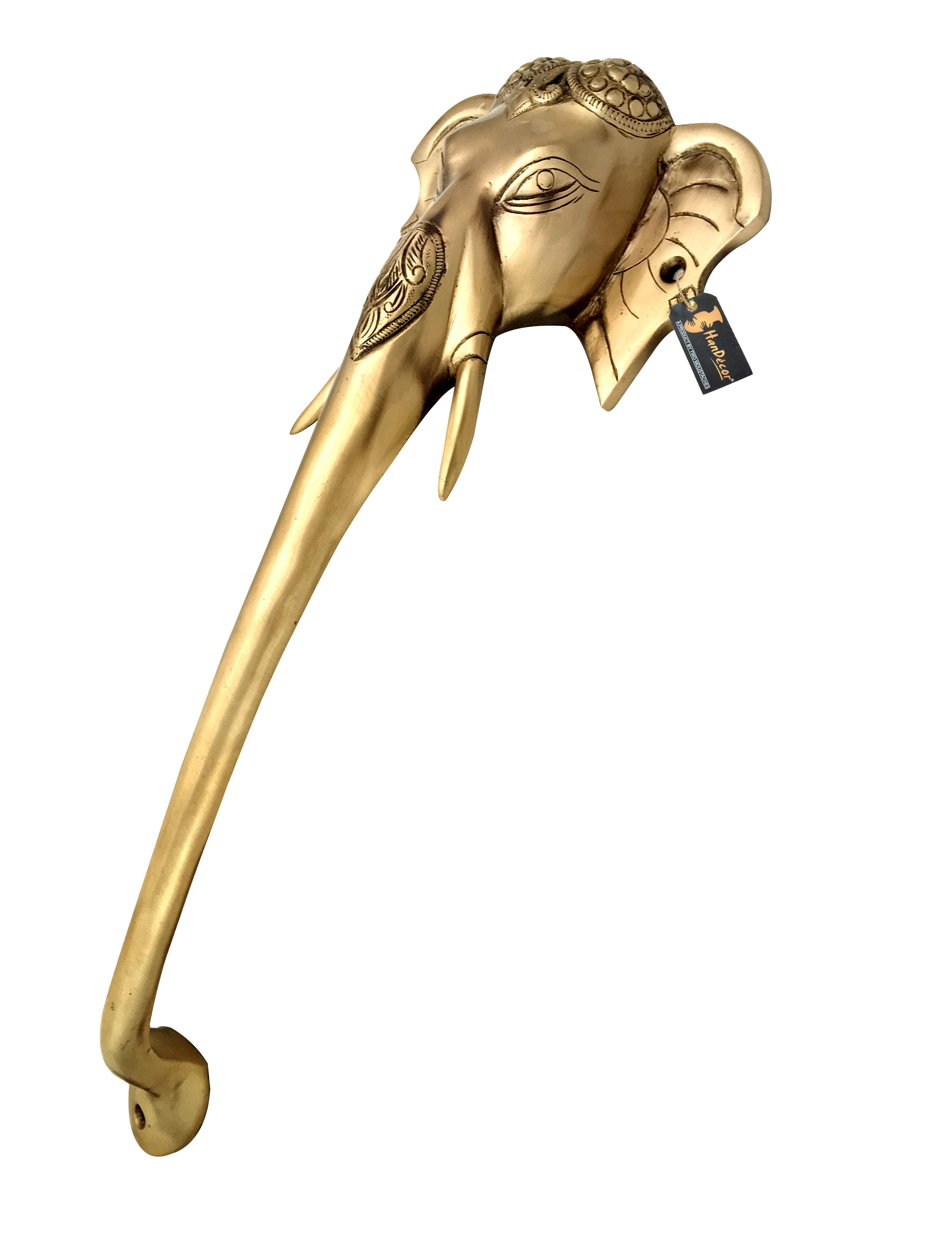 Tuskar Ganesha Design 18 Inches Brass Door Handle, Brass Main Door Handle