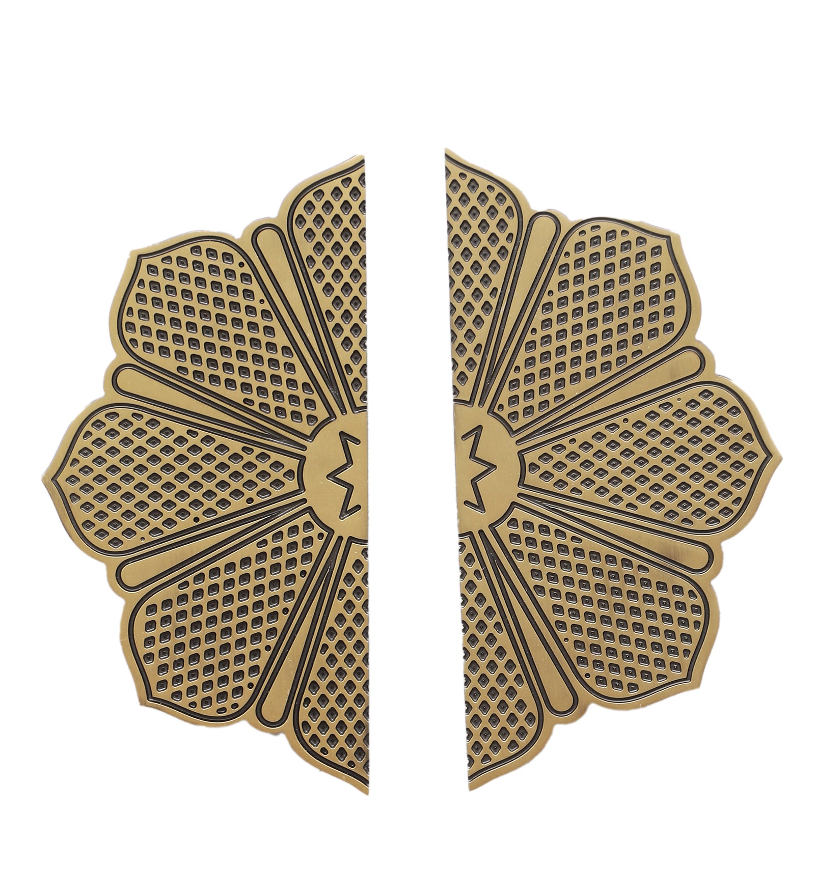 Brass Ethnic Flower Carving Design 8 Inches Door Handle Pair, Brass Main Door Handles