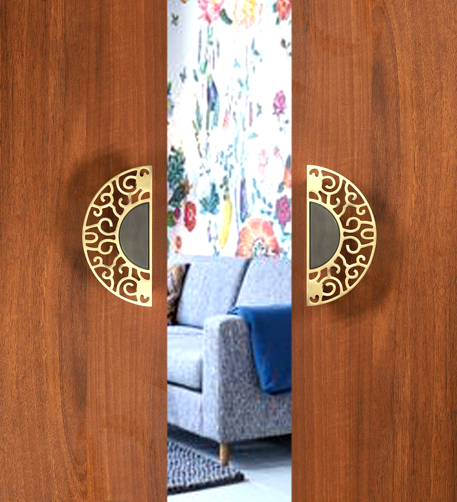 Ethnic Carving Design 6 Inches Brass Door Handle Pair,Door Pull Handles For Main Door