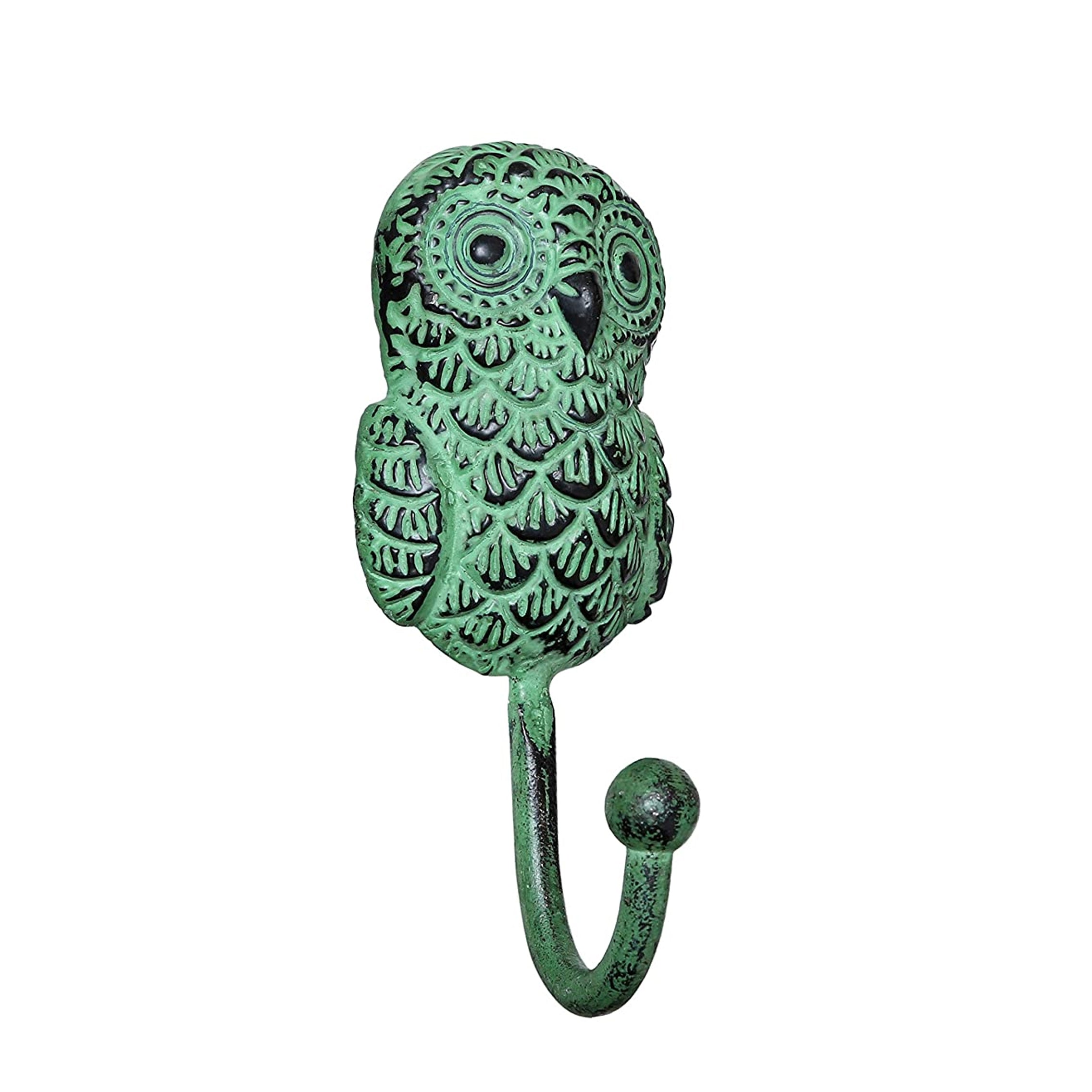 Rustic Owl Design Key Hook - Teal Green