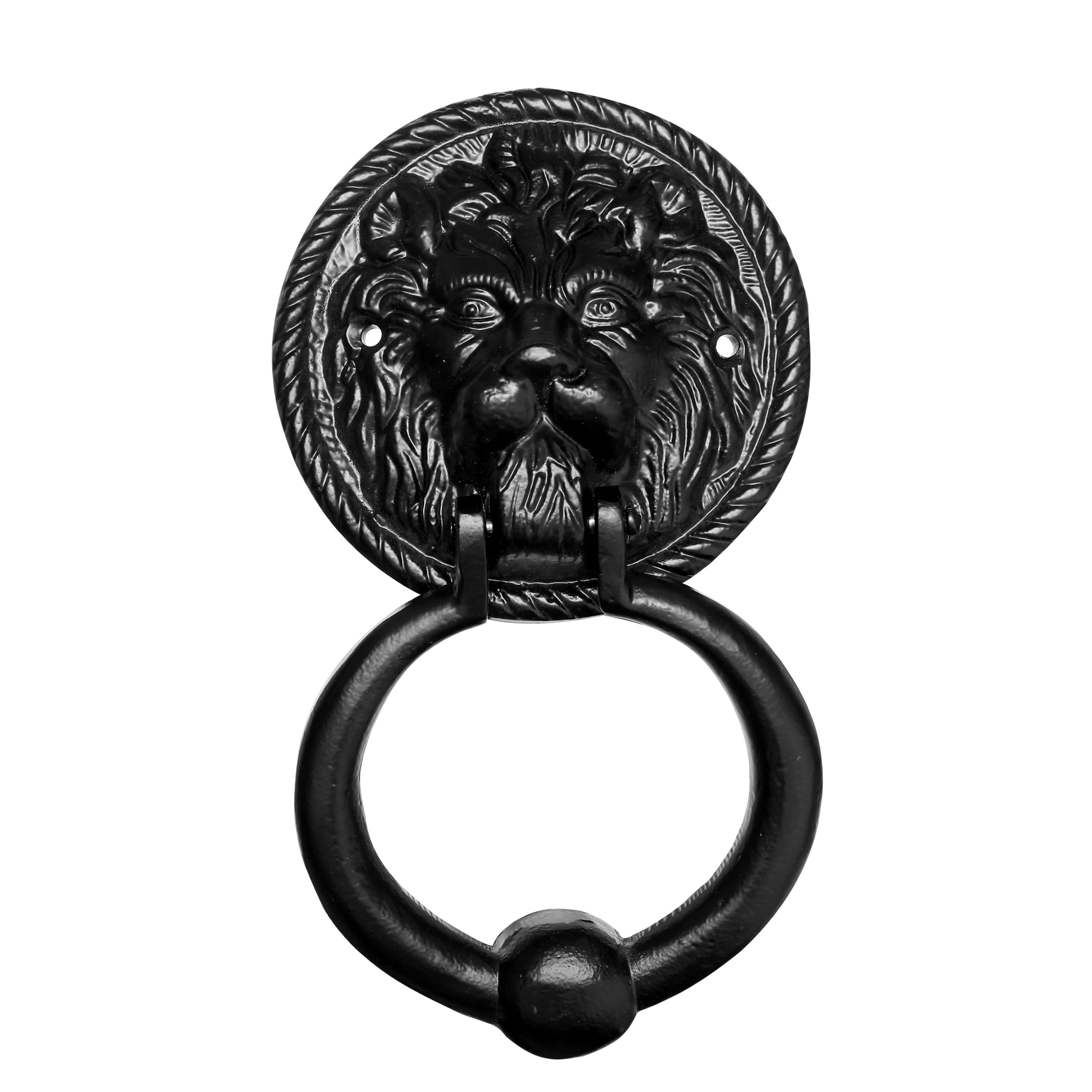 Lion Face Design Metal Door Knocker - Black