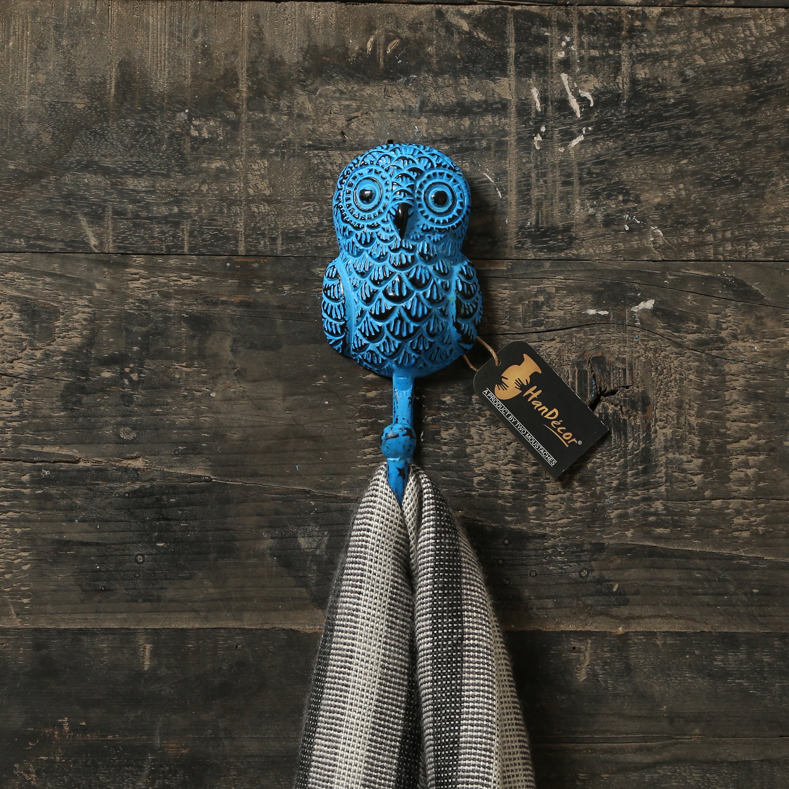 Rustic Owl Design Key Hook - Rustic Blue