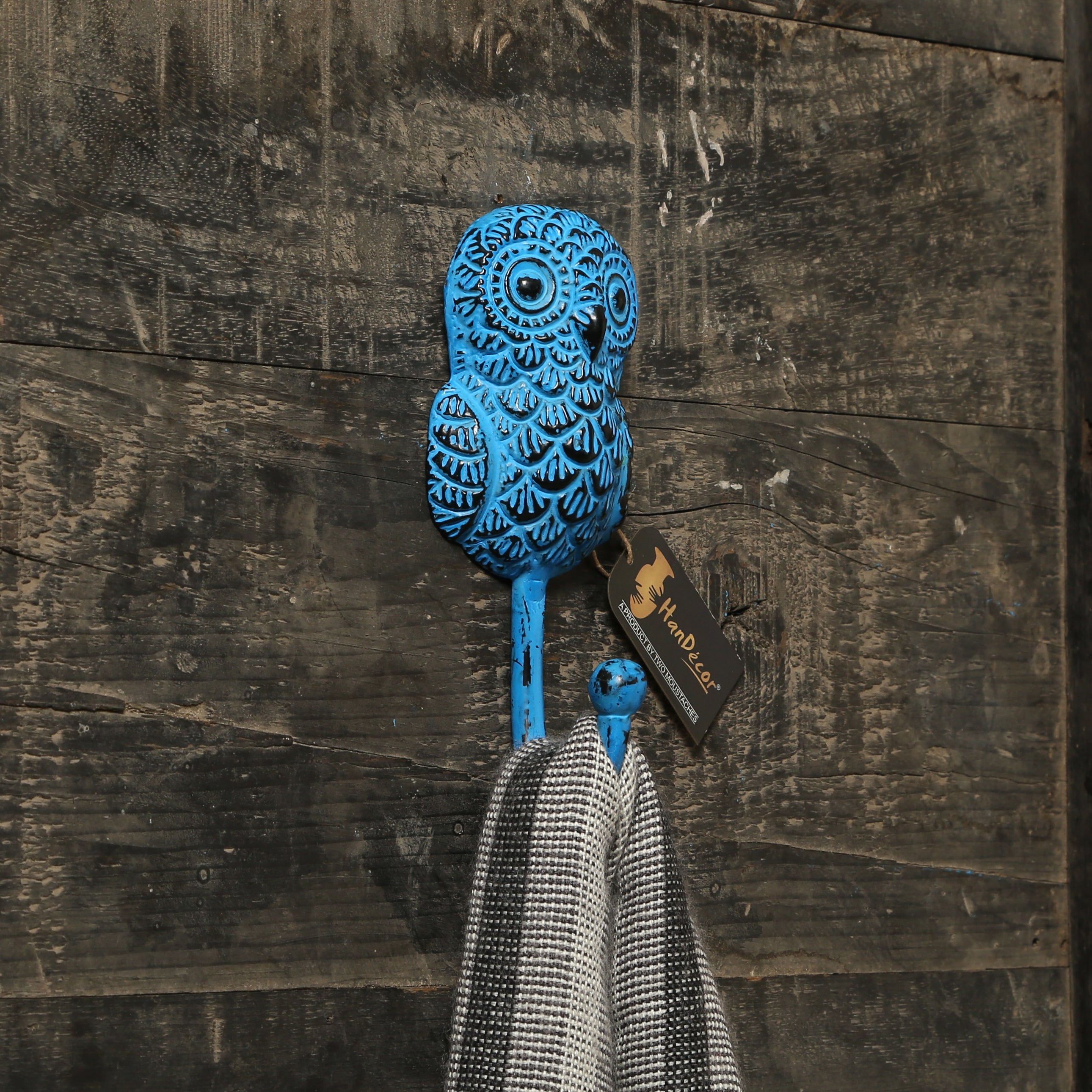 Rustic Owl Design Key Hook - Rustic Blue