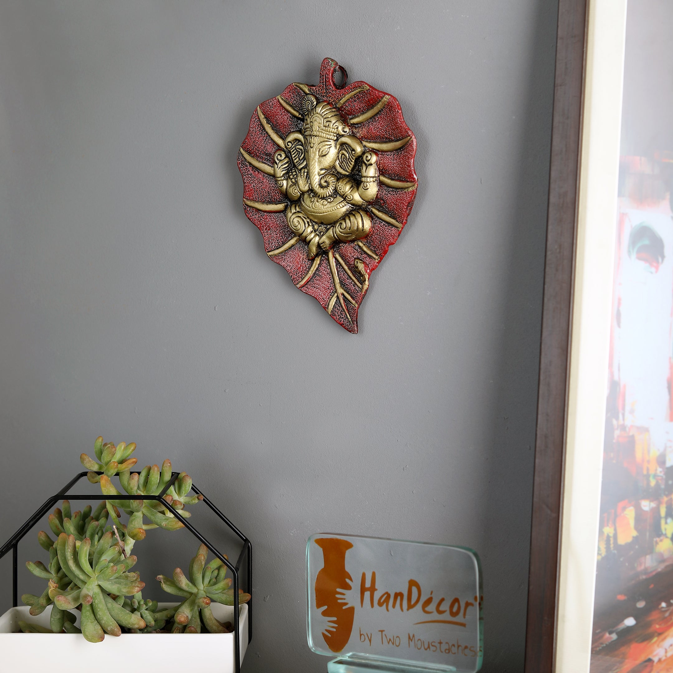 Metal Ganesha on Patta Wall Hanging