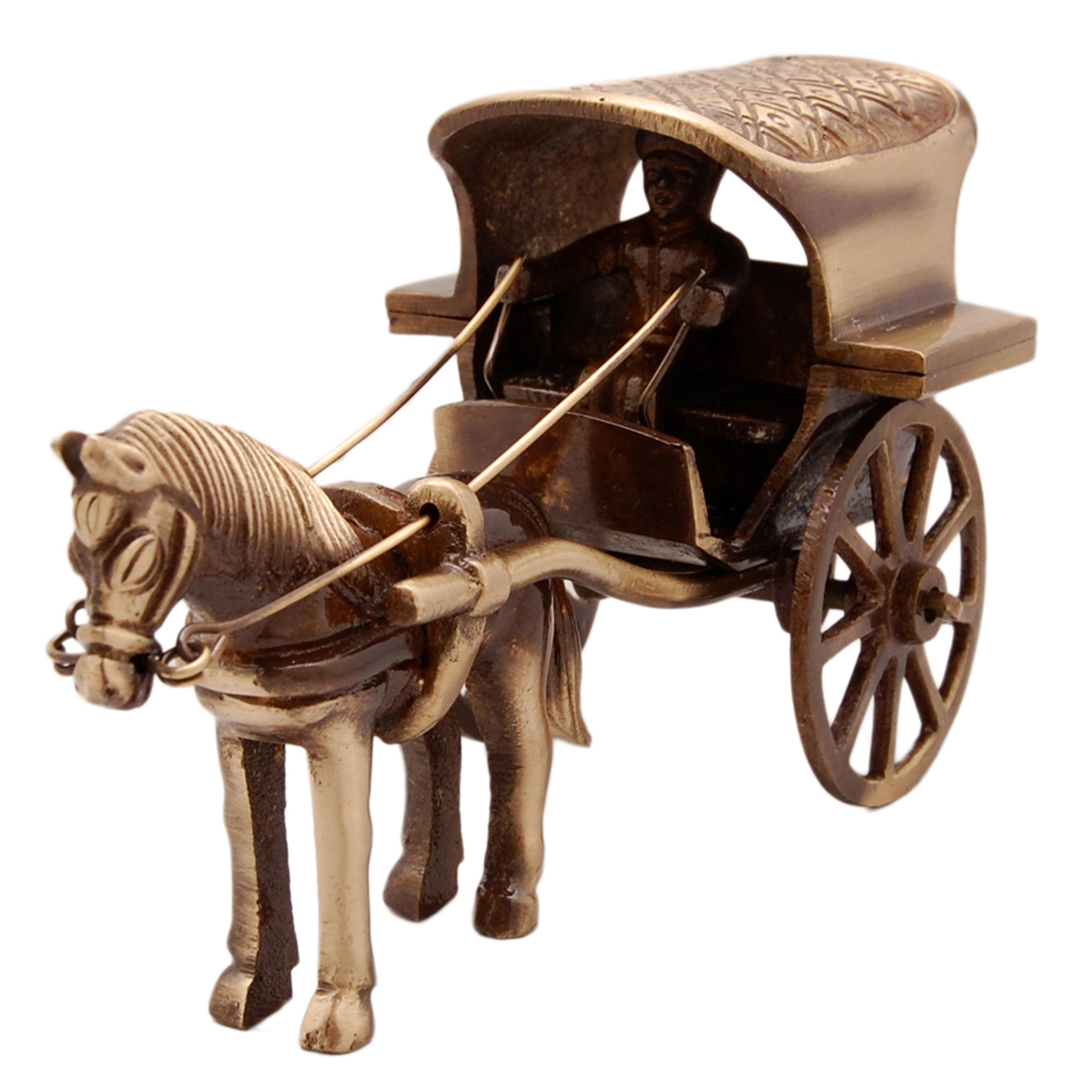 Brass Horse Cart Replica Decor Showpiece