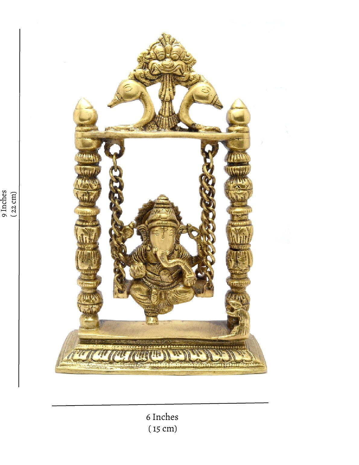 Brass Antique Yellow Ganesha on Swing Jhoola Showpiece
