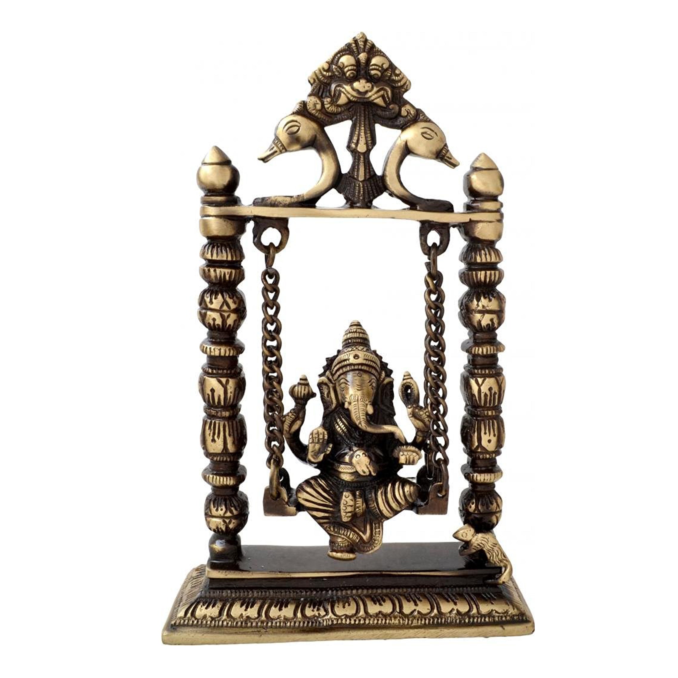 Brass Ganesha On Jhoola Swing Showpiece