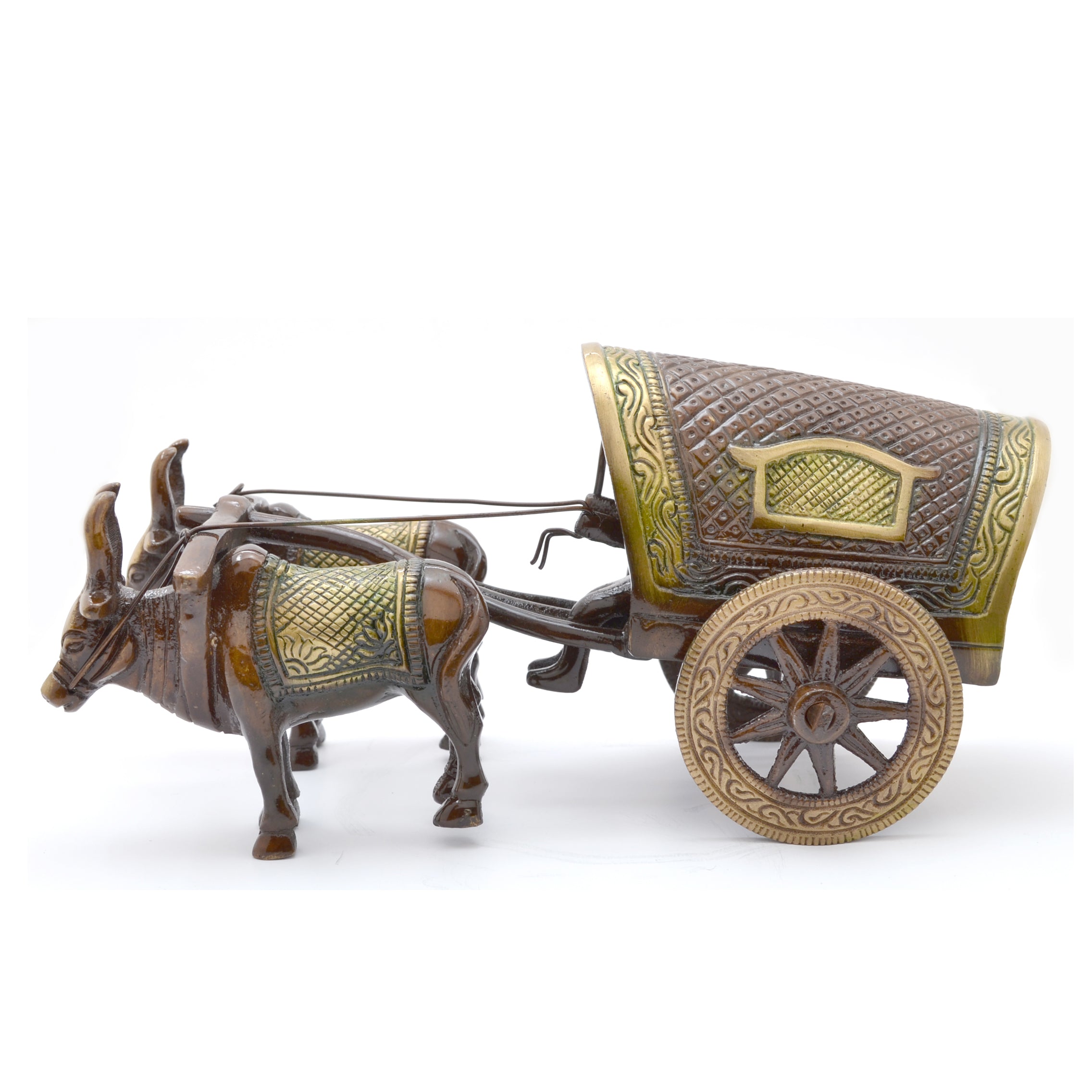 Brass Covered Village Bullock Cart Showpiece
