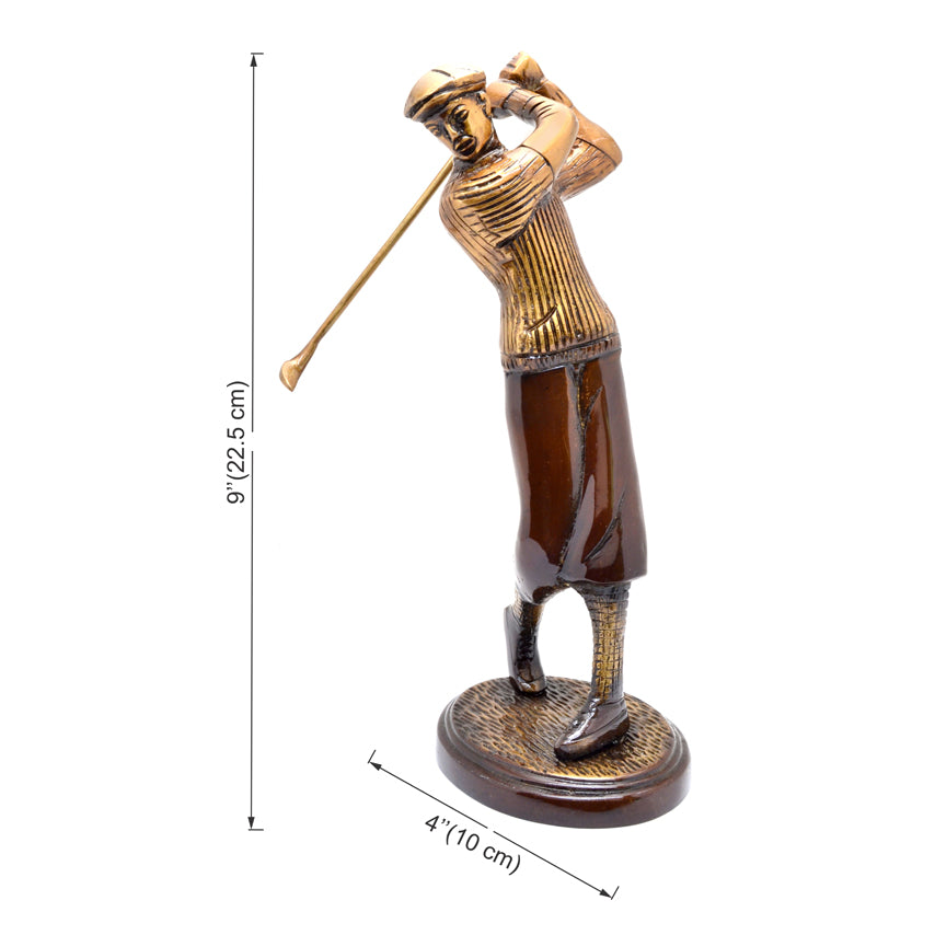 Brass Golfer Shot Golden Showpiece Figurine | Home Decor |