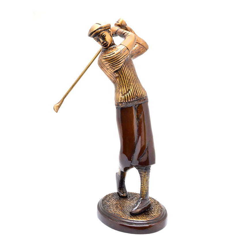 Brass Golfer Shot Golden Showpiece Figurine | Home Decor |