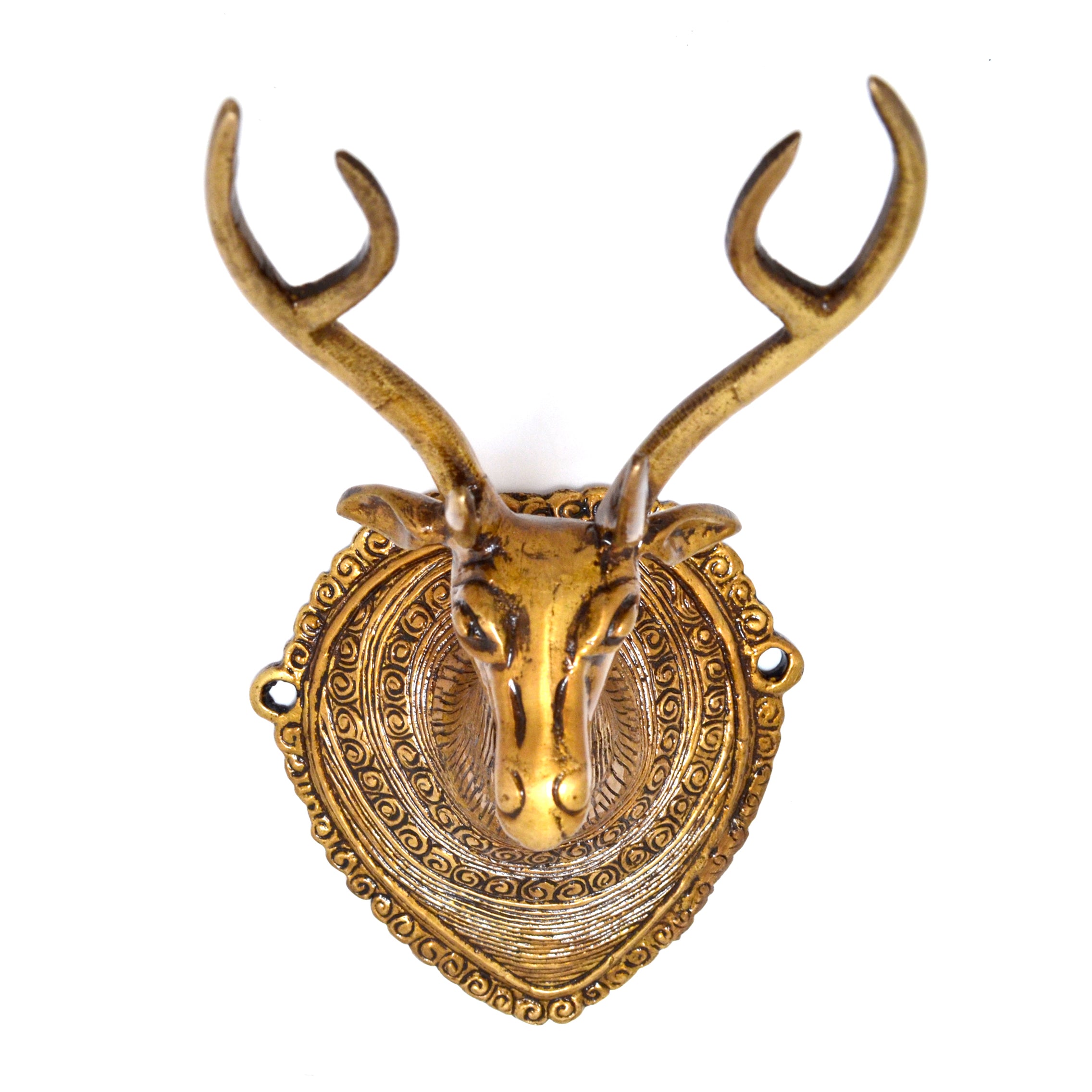 Brass Vintage Deer Head Wall Hanging, Brown