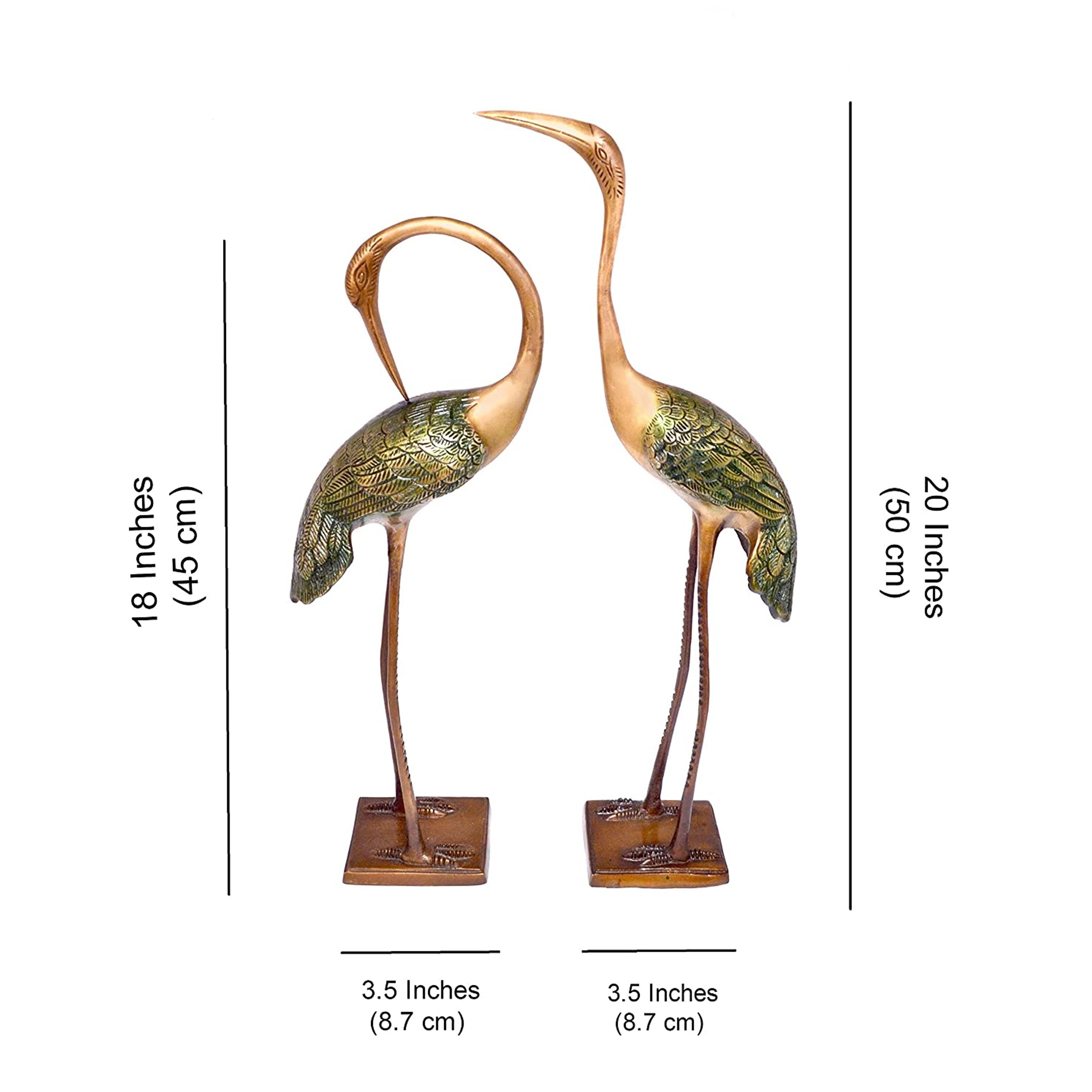Brass Love Cranes Pair Flamingo Showpiece Pair