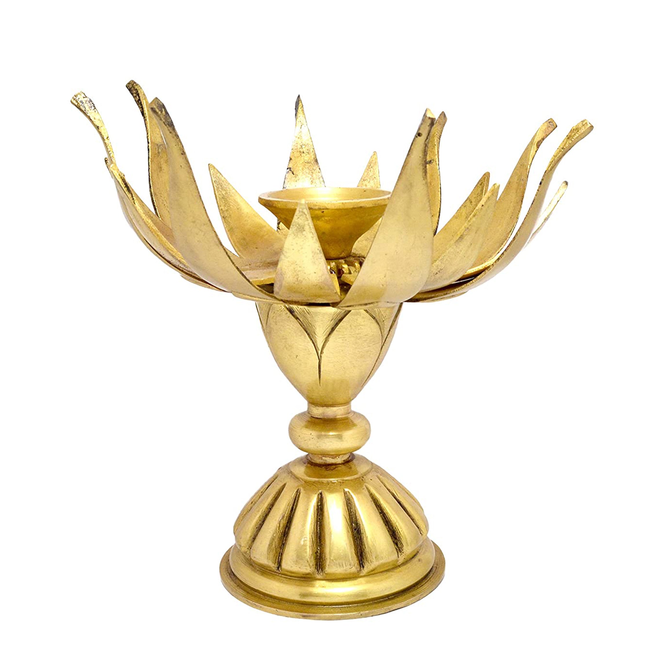 Brass Lotus Flower Design Candle Oil Lamp Diya