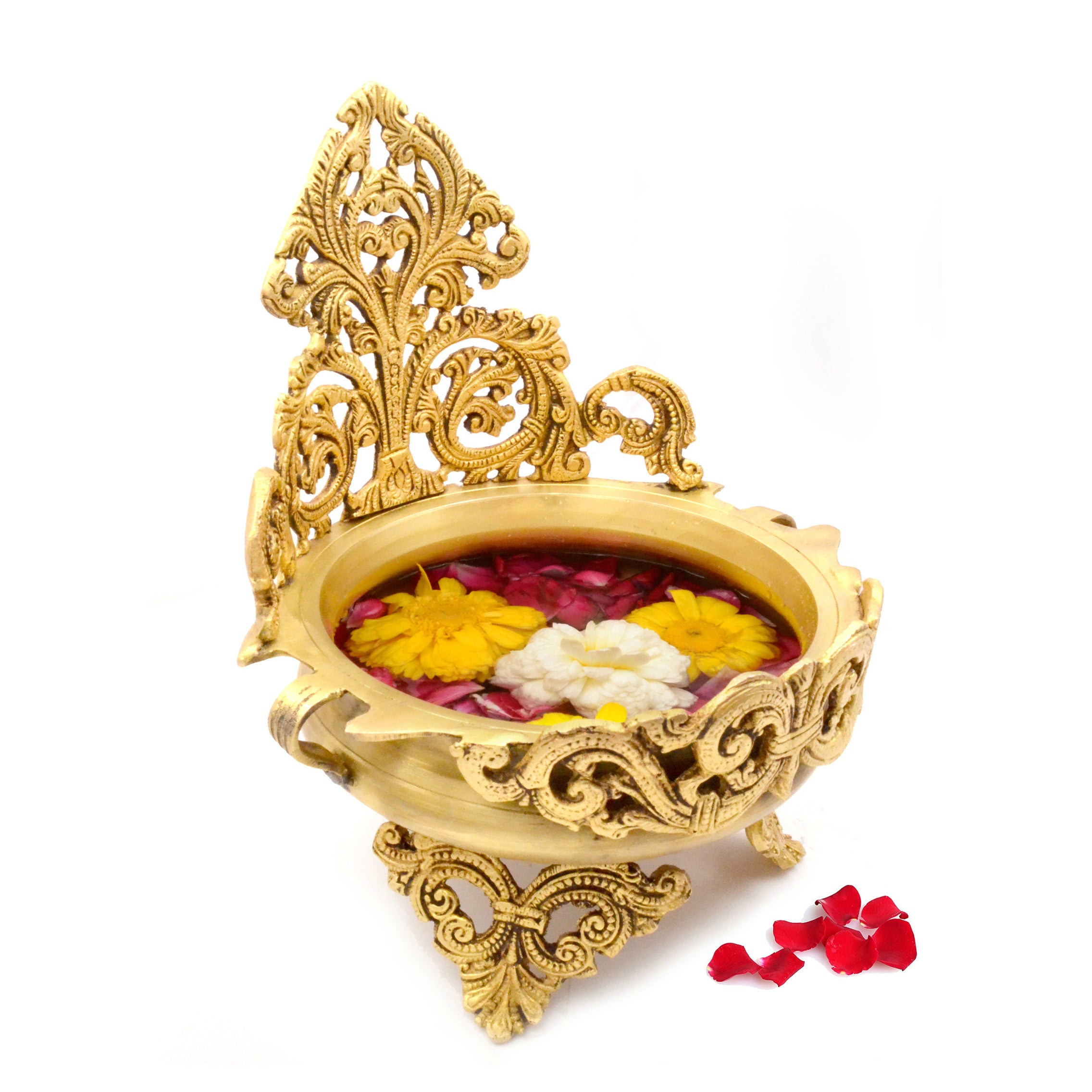 Ethnic Design Brass Urli Traditional Bowl Decor Showpiece, Urli Bowl for Home Decor