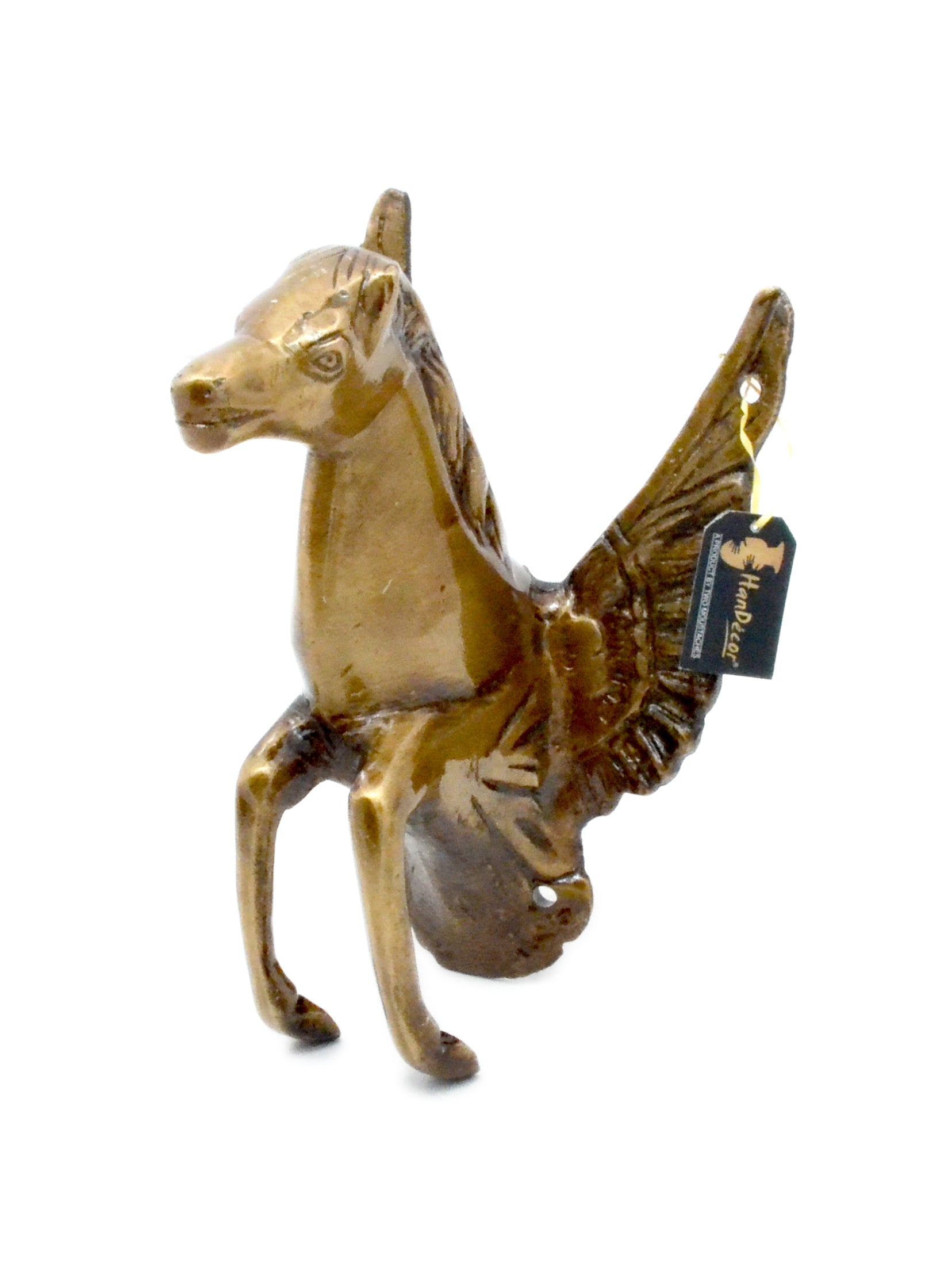 Brass Flying Angel Horse Wall Hanging - Brown