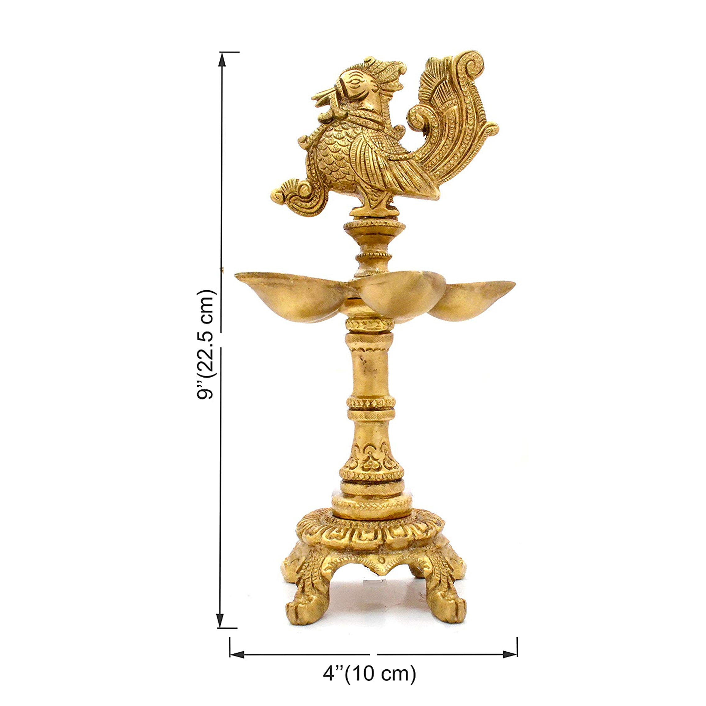 Brass Premium Peacock Design 5 Oil Wick Diya