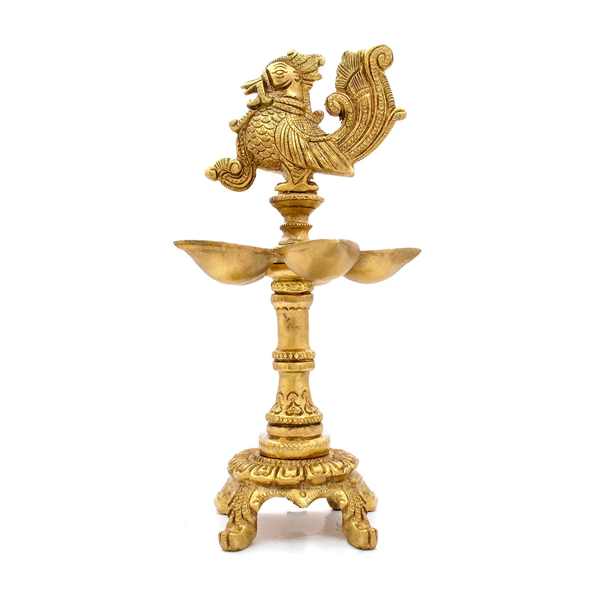 Brass Premium Peacock Design 5 Oil Wick Diya