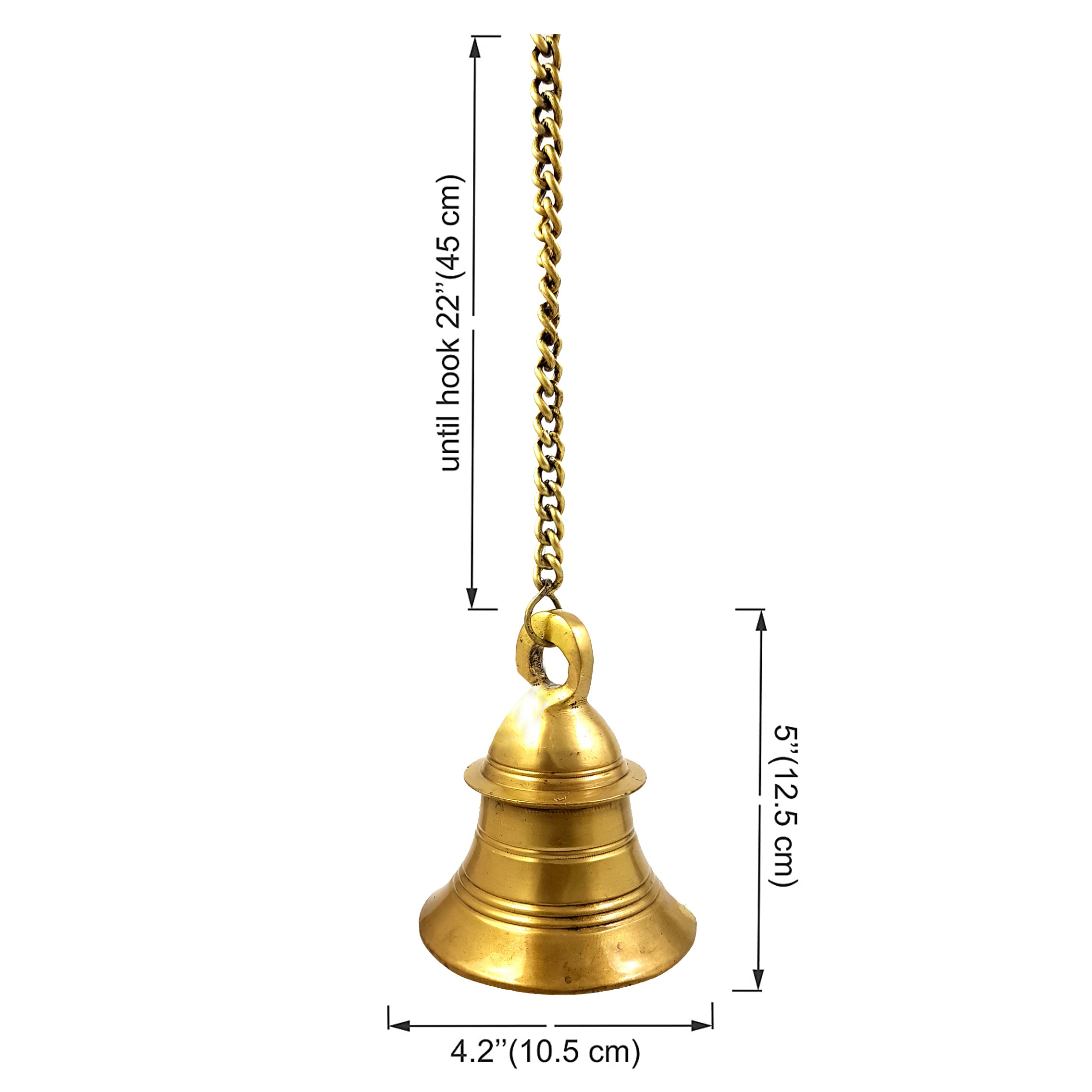 Brass Hanging Bell For Door - Vintage Gold Bell With Leather Rope, Christmas & Home Decor, 6.5 Inch
